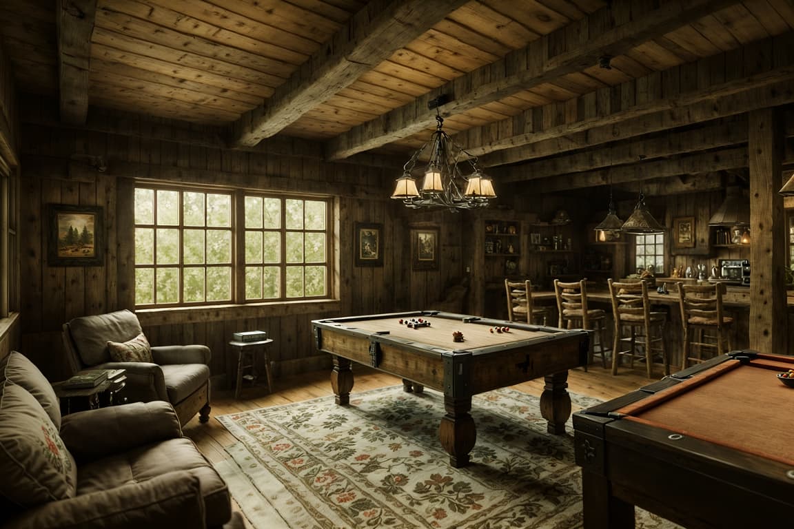 Cottagecore-style (gaming room interior) . with organic and traditional ...