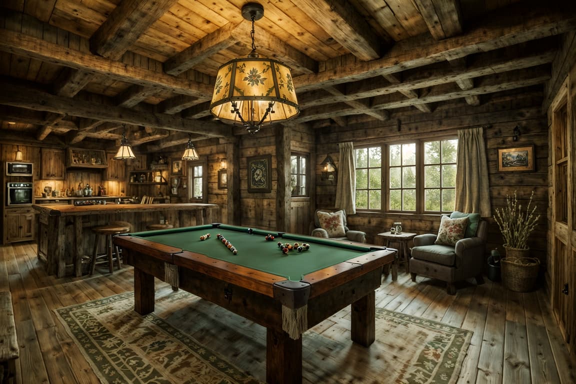 Cottagecore-style (gaming room interior) . with organic and traditional ...