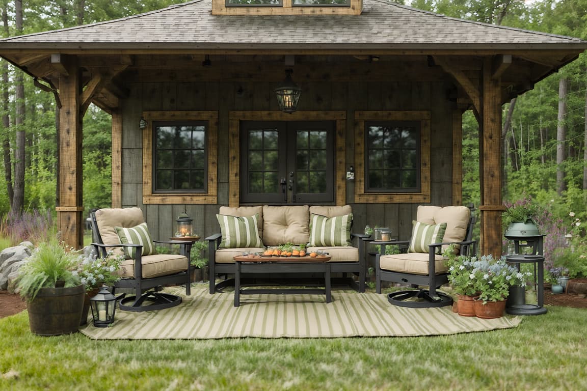 Cottagecore-style designed (outdoor patio ) with patio couch with ...