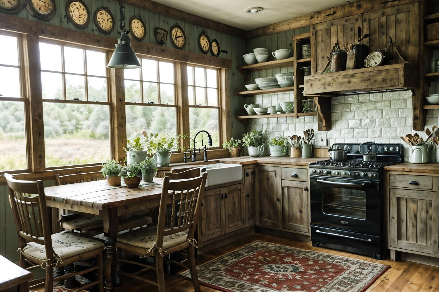 Cottagecore-style (kitchen living combo interior) with chairs and ...