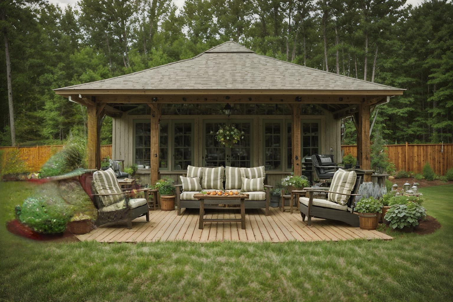 Cottagecore-style designed (outdoor patio ) with patio couch with ...