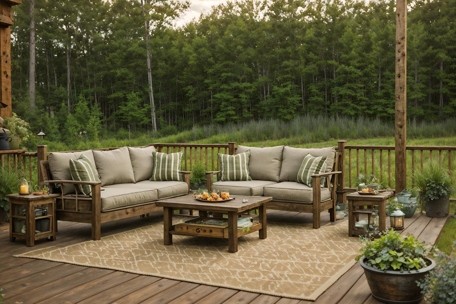 Cottagecore-style designed (outdoor patio ) with patio couch with ...