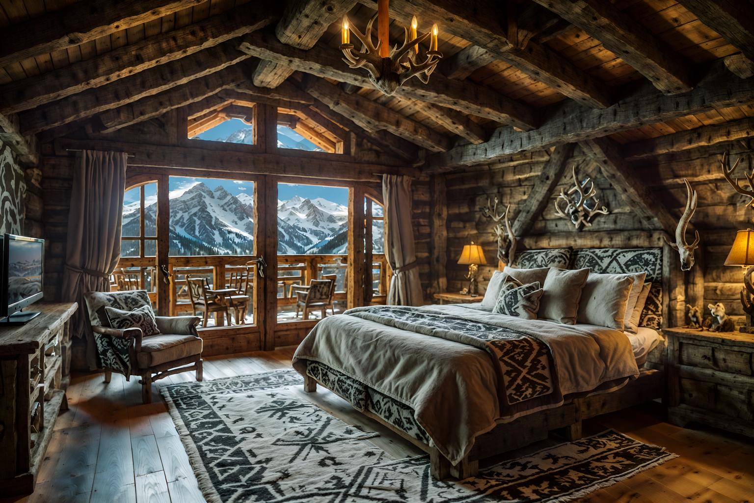 Ski chalet-style (attic interior) . with mountain-inspired and animal ...