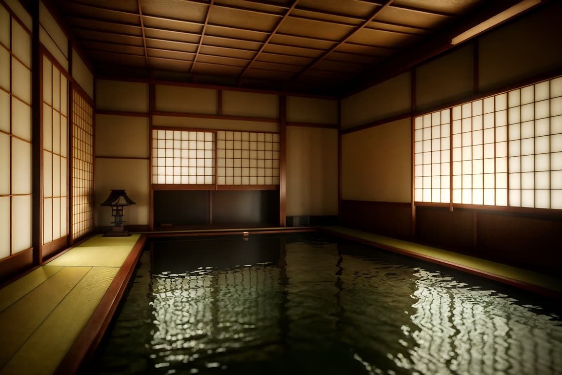 Japanese Design-style Onsen Interior . With . . Cinematic Photo, Highly ...