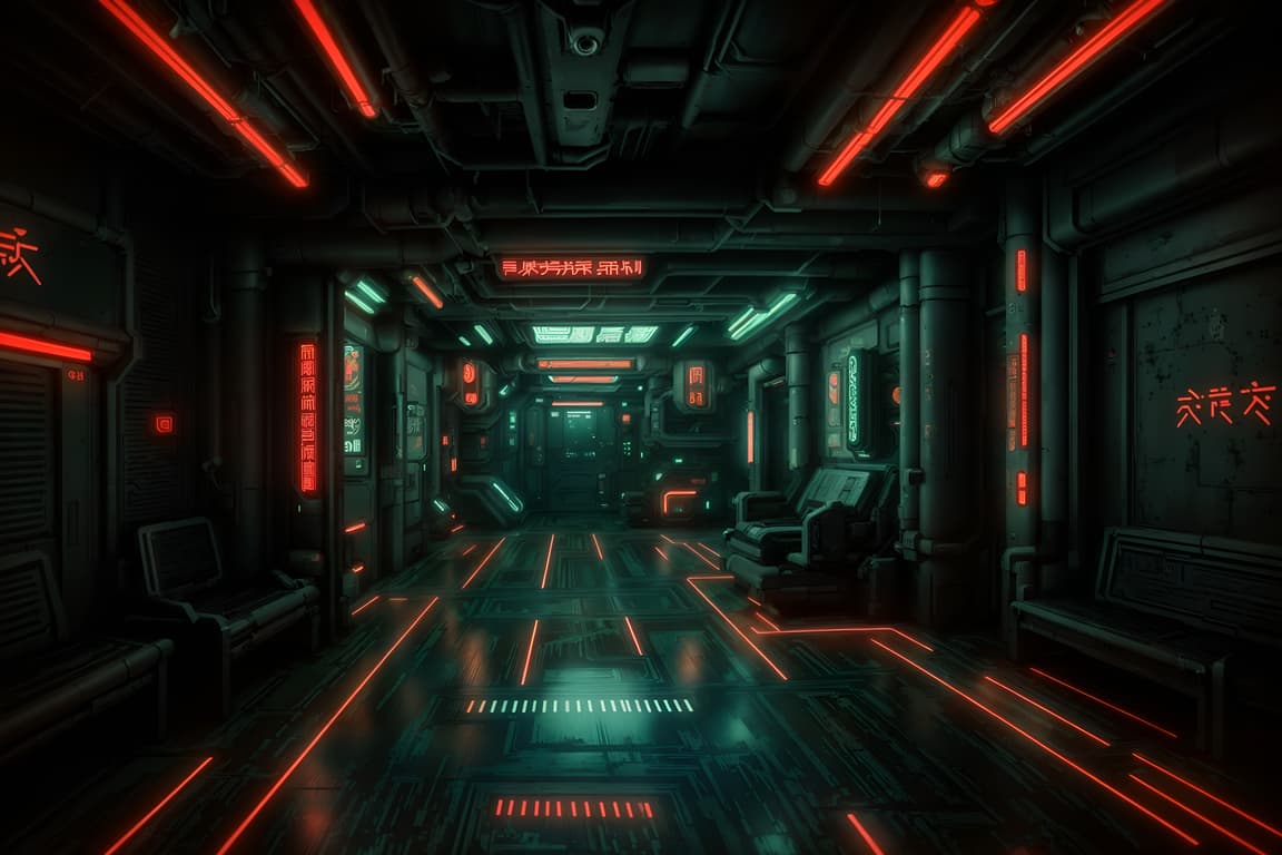 Cyberpunk-style Onsen Interior . With Military Uniforms And Gear And ...