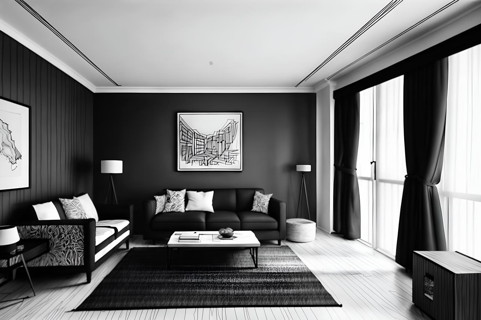 (hand-drawn monochrome black and white sketch line drawing)++ of sketch-style () apartment interior. a sketch of interior. with . a sketch of interior. trending on artstation. black and white line drawing sketch without colors. masterpiece, cinematic light, ultrarealistic+, photorealistic+, 8k, raw photo, realistic, sharp focus on eyes, (symmetrical eyes), (intact eyes), hyperrealistic, highest quality, best quality, , highly detailed, masterpiece, best quality, extremely detailed 8k wallpaper, masterpiece, best quality, ultra-detailed, best shadow, detailed background, detailed face, detailed eyes, high contrast, best illumination, detailed face, dulux, caustic, dynamic angle, detailed glow. dramatic lighting. highly detailed, insanely detailed hair, symmetrical, intricate details, professionally retouched, 8k high definition. strong bokeh. award winning photo.