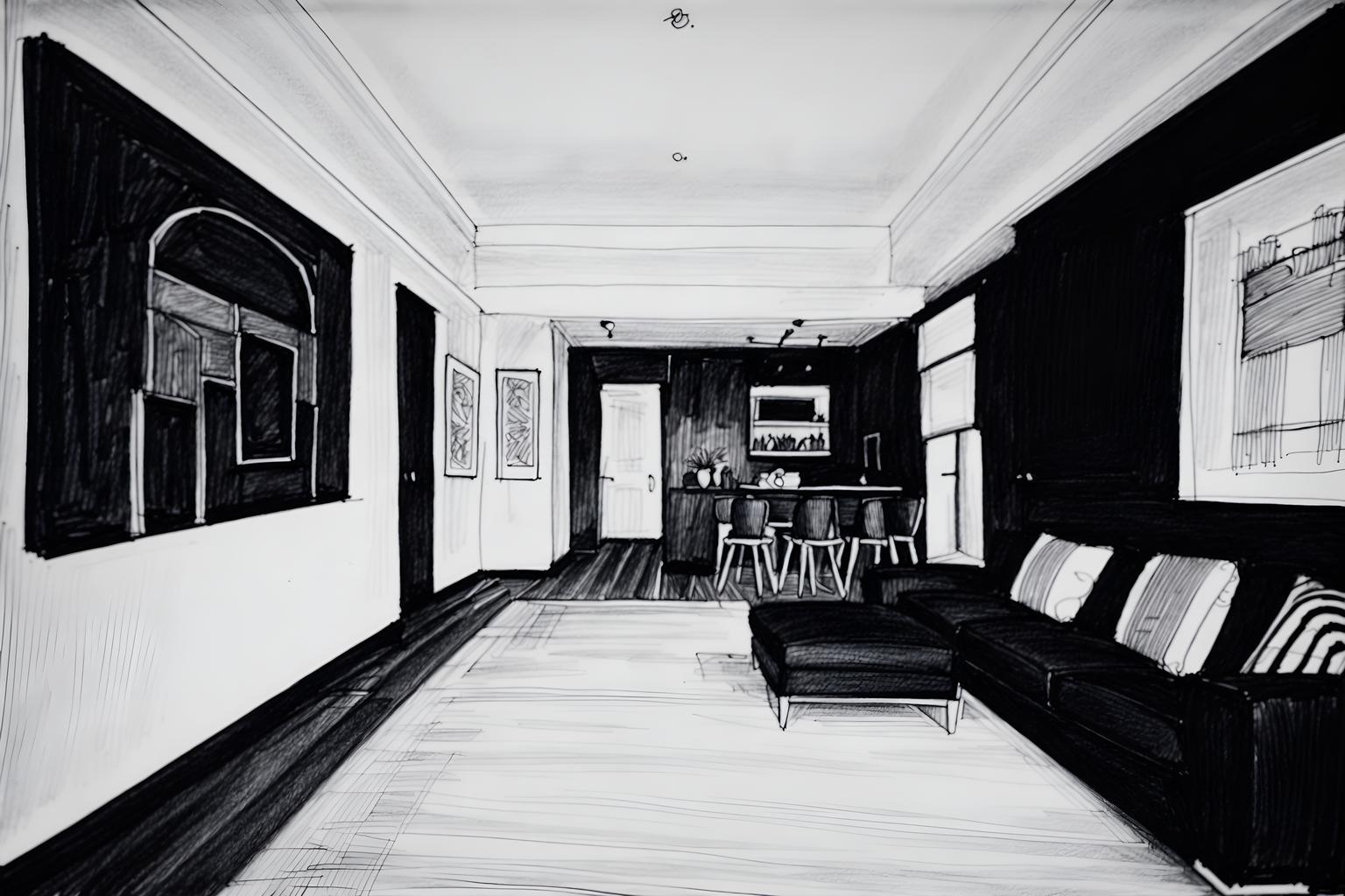 (hand-drawn monochrome black and white sketch line drawing)++ of sketch-style () apartment interior. a sketch of interior. with . a sketch of interior. trending on artstation. black and white line drawing sketch without colors. masterpiece, cinematic light, ultrarealistic+, photorealistic+, 8k, raw photo, realistic, sharp focus on eyes, (symmetrical eyes), (intact eyes), hyperrealistic, highest quality, best quality, , highly detailed, masterpiece, best quality, extremely detailed 8k wallpaper, masterpiece, best quality, ultra-detailed, best shadow, detailed background, detailed face, detailed eyes, high contrast, best illumination, detailed face, dulux, caustic, dynamic angle, detailed glow. dramatic lighting. highly detailed, insanely detailed hair, symmetrical, intricate details, professionally retouched, 8k high definition. strong bokeh. award winning photo.