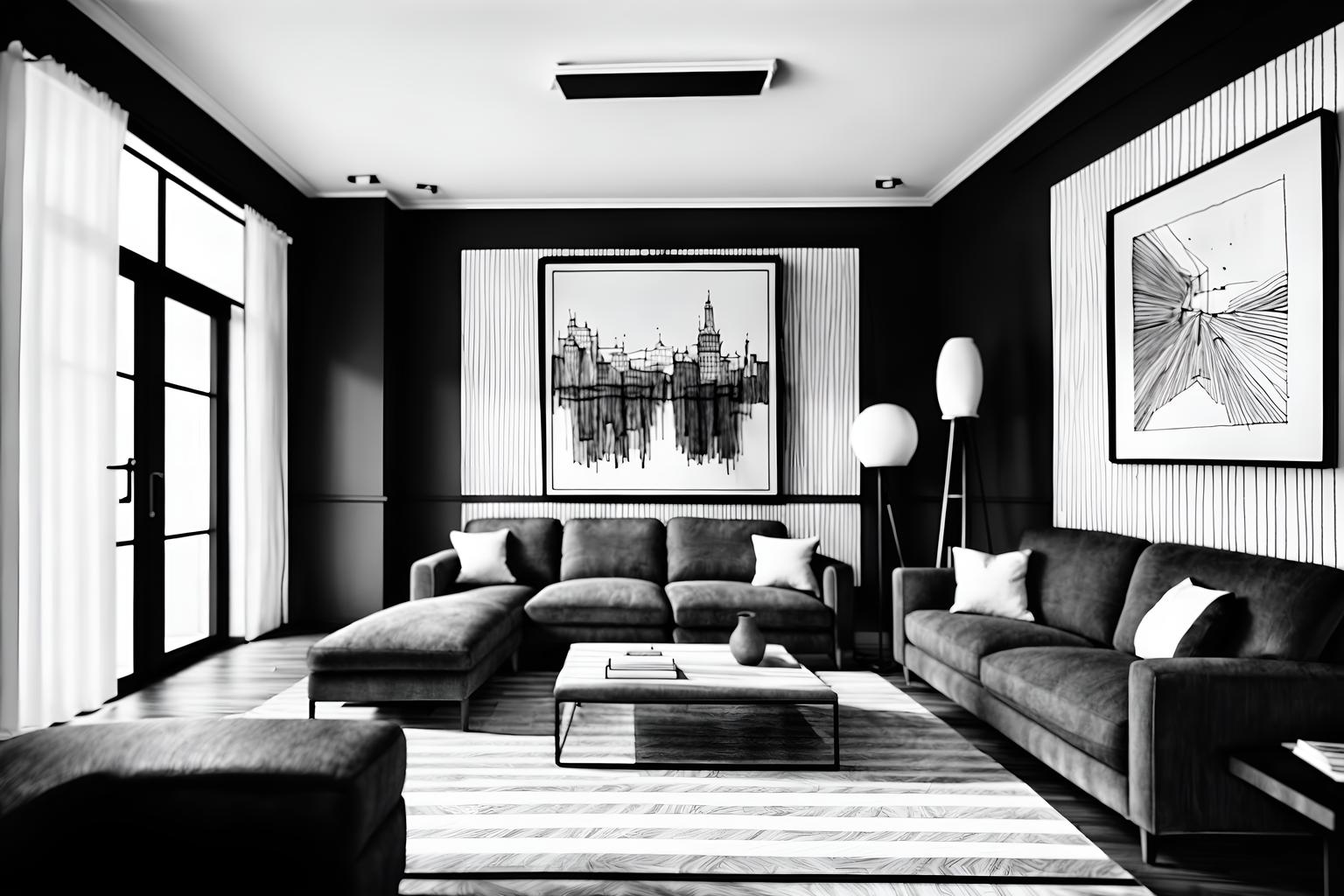 (hand-drawn monochrome black and white sketch line drawing)++ of sketch-style () apartment interior. a sketch of interior. with . a sketch of interior. trending on artstation. black and white line drawing sketch without colors. masterpiece, cinematic light, ultrarealistic+, photorealistic+, 8k, raw photo, realistic, sharp focus on eyes, (symmetrical eyes), (intact eyes), hyperrealistic, highest quality, best quality, , highly detailed, masterpiece, best quality, extremely detailed 8k wallpaper, masterpiece, best quality, ultra-detailed, best shadow, detailed background, detailed face, detailed eyes, high contrast, best illumination, detailed face, dulux, caustic, dynamic angle, detailed glow. dramatic lighting. highly detailed, insanely detailed hair, symmetrical, intricate details, professionally retouched, 8k high definition. strong bokeh. award winning photo.