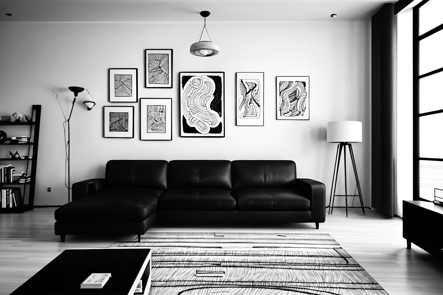 (hand-drawn monochrome black and white sketch line drawing)++ of sketch-style (living room) apartment interior. a sketch of interior. with . a sketch of interior. with bookshelves and televisions and coffee tables. trending on artstation. black and white line drawing sketch without colors. masterpiece, cinematic light, ultrarealistic+, photorealistic+, 8k, raw photo, realistic, sharp focus on eyes, (symmetrical eyes), (intact eyes), hyperrealistic, highest quality, best quality, , highly detailed, masterpiece, best quality, extremely detailed 8k wallpaper, masterpiece, best quality, ultra-detailed, best shadow, detailed background, detailed face, detailed eyes, high contrast, best illumination, detailed face, dulux, caustic, dynamic angle, detailed glow. dramatic lighting. highly detailed, insanely detailed hair, symmetrical, intricate details, professionally retouched, 8k high definition. strong bokeh. award winning photo.