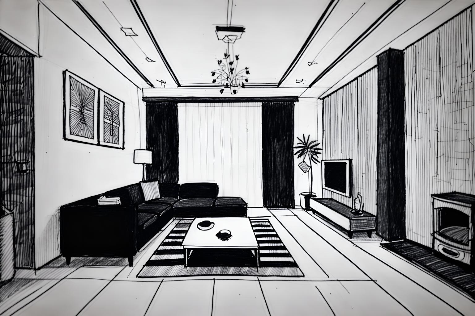 (hand-drawn monochrome black and white sketch line drawing)++ of sketch-style (kitchen living combo) apartment interior. a sketch of interior. with . a sketch of interior. with chairs and stove and plant. trending on artstation. black and white line drawing sketch without colors. masterpiece, cinematic light, ultrarealistic+, photorealistic+, 8k, raw photo, realistic, sharp focus on eyes, (symmetrical eyes), (intact eyes), hyperrealistic, highest quality, best quality, , highly detailed, masterpiece, best quality, extremely detailed 8k wallpaper, masterpiece, best quality, ultra-detailed, best shadow, detailed background, detailed face, detailed eyes, high contrast, best illumination, detailed face, dulux, caustic, dynamic angle, detailed glow. dramatic lighting. highly detailed, insanely detailed hair, symmetrical, intricate details, professionally retouched, 8k high definition. strong bokeh. award winning photo.