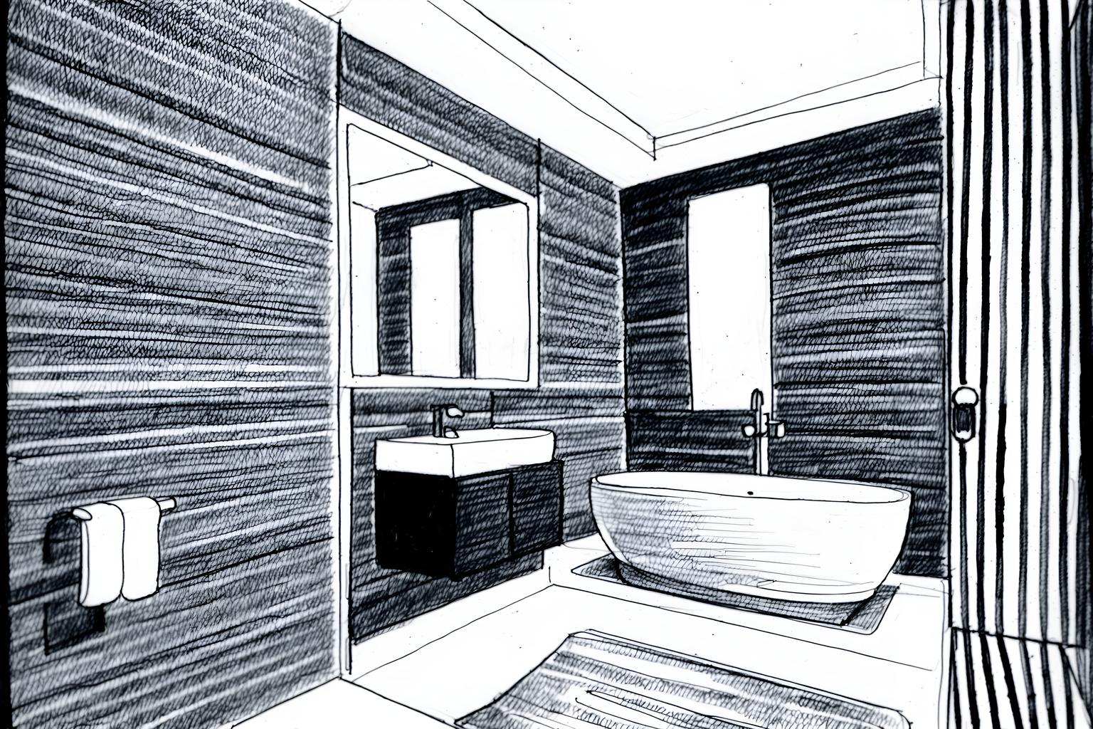(hand-drawn monochrome black and white sketch line drawing)++ of sketch-style (bathroom) apartment interior. a sketch of interior. with . a sketch of interior. with bathroom sink with faucet and plant and mirror. trending on artstation. black and white line drawing sketch without colors. masterpiece, cinematic light, ultrarealistic+, photorealistic+, 8k, raw photo, realistic, sharp focus on eyes, (symmetrical eyes), (intact eyes), hyperrealistic, highest quality, best quality, , highly detailed, masterpiece, best quality, extremely detailed 8k wallpaper, masterpiece, best quality, ultra-detailed, best shadow, detailed background, detailed face, detailed eyes, high contrast, best illumination, detailed face, dulux, caustic, dynamic angle, detailed glow. dramatic lighting. highly detailed, insanely detailed hair, symmetrical, intricate details, professionally retouched, 8k high definition. strong bokeh. award winning photo.