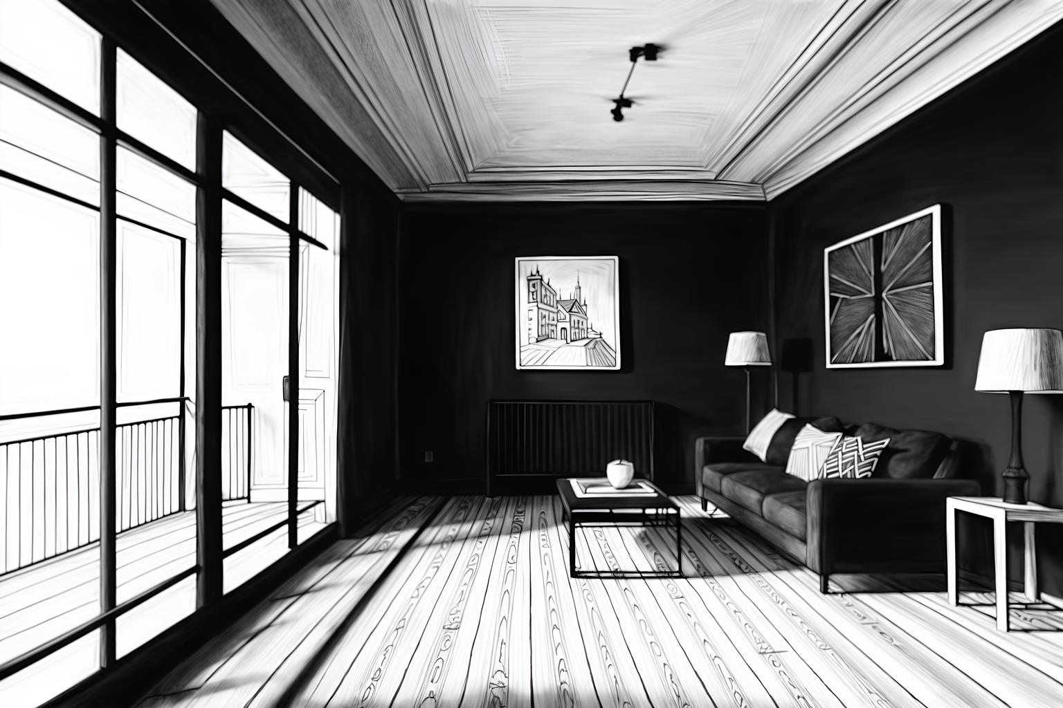 (hand-drawn monochrome black and white sketch line drawing)++ of sketch-style (attic) apartment interior. a sketch of interior. with . a sketch of interior. trending on artstation. black and white line drawing sketch without colors. masterpiece, cinematic light, ultrarealistic+, photorealistic+, 8k, raw photo, realistic, sharp focus on eyes, (symmetrical eyes), (intact eyes), hyperrealistic, highest quality, best quality, , highly detailed, masterpiece, best quality, extremely detailed 8k wallpaper, masterpiece, best quality, ultra-detailed, best shadow, detailed background, detailed face, detailed eyes, high contrast, best illumination, detailed face, dulux, caustic, dynamic angle, detailed glow. dramatic lighting. highly detailed, insanely detailed hair, symmetrical, intricate details, professionally retouched, 8k high definition. strong bokeh. award winning photo.