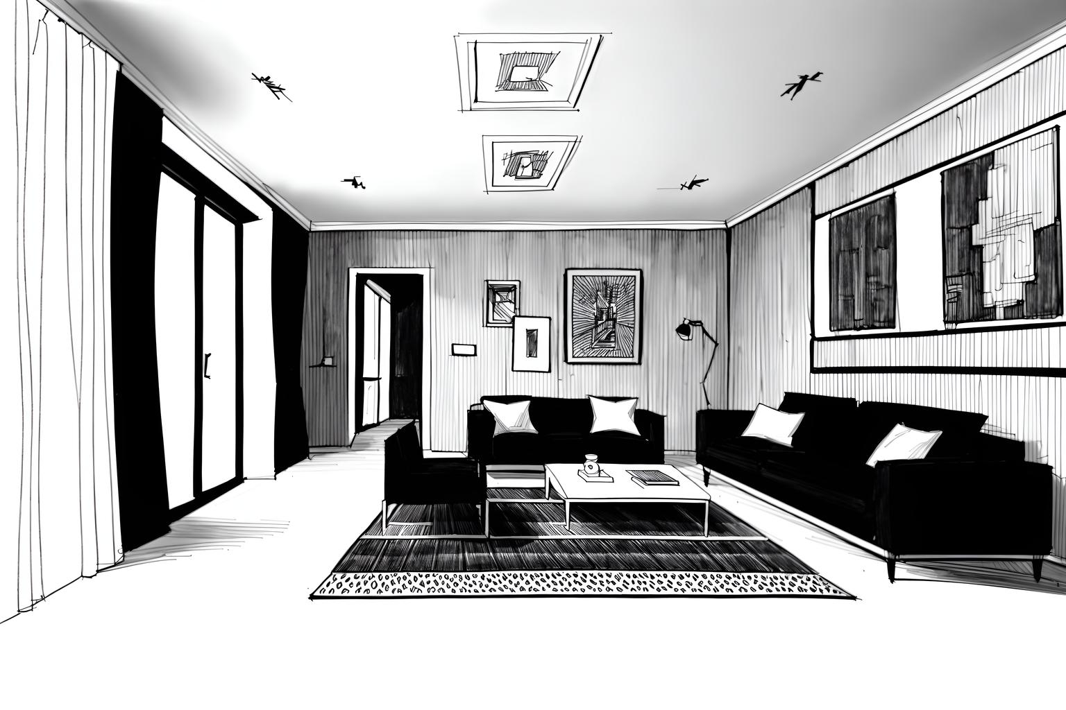 (hand-drawn monochrome black and white sketch line drawing)++ of sketch-style (attic) apartment interior. a sketch of interior. with . a sketch of interior. trending on artstation. black and white line drawing sketch without colors. masterpiece, cinematic light, ultrarealistic+, photorealistic+, 8k, raw photo, realistic, sharp focus on eyes, (symmetrical eyes), (intact eyes), hyperrealistic, highest quality, best quality, , highly detailed, masterpiece, best quality, extremely detailed 8k wallpaper, masterpiece, best quality, ultra-detailed, best shadow, detailed background, detailed face, detailed eyes, high contrast, best illumination, detailed face, dulux, caustic, dynamic angle, detailed glow. dramatic lighting. highly detailed, insanely detailed hair, symmetrical, intricate details, professionally retouched, 8k high definition. strong bokeh. award winning photo.