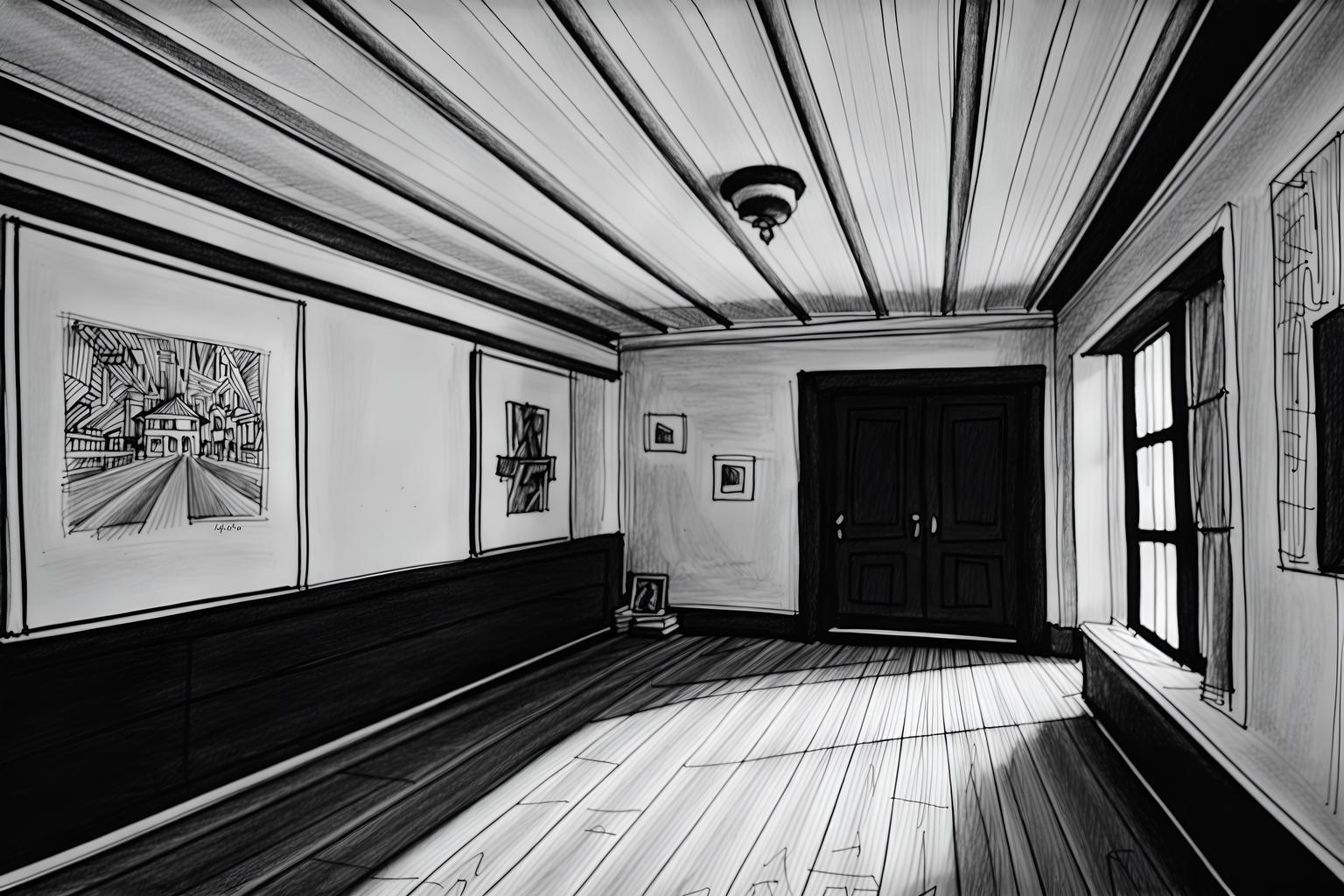 (hand-drawn monochrome black and white sketch line drawing)++ of sketch-style (attic) apartment interior. a sketch of interior. with . a sketch of interior. trending on artstation. black and white line drawing sketch without colors. masterpiece, cinematic light, ultrarealistic+, photorealistic+, 8k, raw photo, realistic, sharp focus on eyes, (symmetrical eyes), (intact eyes), hyperrealistic, highest quality, best quality, , highly detailed, masterpiece, best quality, extremely detailed 8k wallpaper, masterpiece, best quality, ultra-detailed, best shadow, detailed background, detailed face, detailed eyes, high contrast, best illumination, detailed face, dulux, caustic, dynamic angle, detailed glow. dramatic lighting. highly detailed, insanely detailed hair, symmetrical, intricate details, professionally retouched, 8k high definition. strong bokeh. award winning photo.