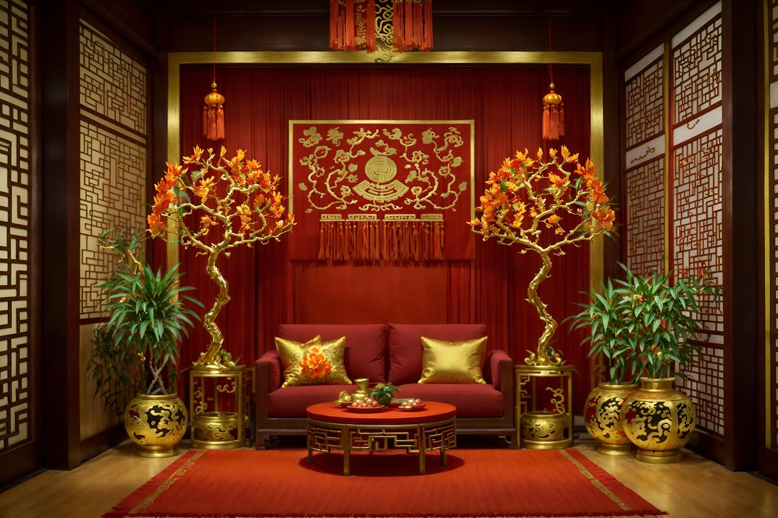chinese new year-style (clothing store interior) . with fai chun banners and mei hwa flowers and chinese knots and gold ingots and orange trees and money tree and red and gold tassels and zodiac calendar. . cinematic photo, highly detailed, cinematic lighting, ultra-detailed, ultrarealistic, photorealism, 8k. chinese new year interior design style. masterpiece, cinematic light, ultrarealistic+, photorealistic+, 8k, raw photo, realistic, sharp focus on eyes, (symmetrical eyes), (intact eyes), hyperrealistic, highest quality, best quality, , highly detailed, masterpiece, best quality, extremely detailed 8k wallpaper, masterpiece, best quality, ultra-detailed, best shadow, detailed background, detailed face, detailed eyes, high contrast, best illumination, detailed face, dulux, caustic, dynamic angle, detailed glow. dramatic lighting. highly detailed, insanely detailed hair, symmetrical, intricate details, professionally retouched, 8k high definition. strong bokeh. award winning photo.