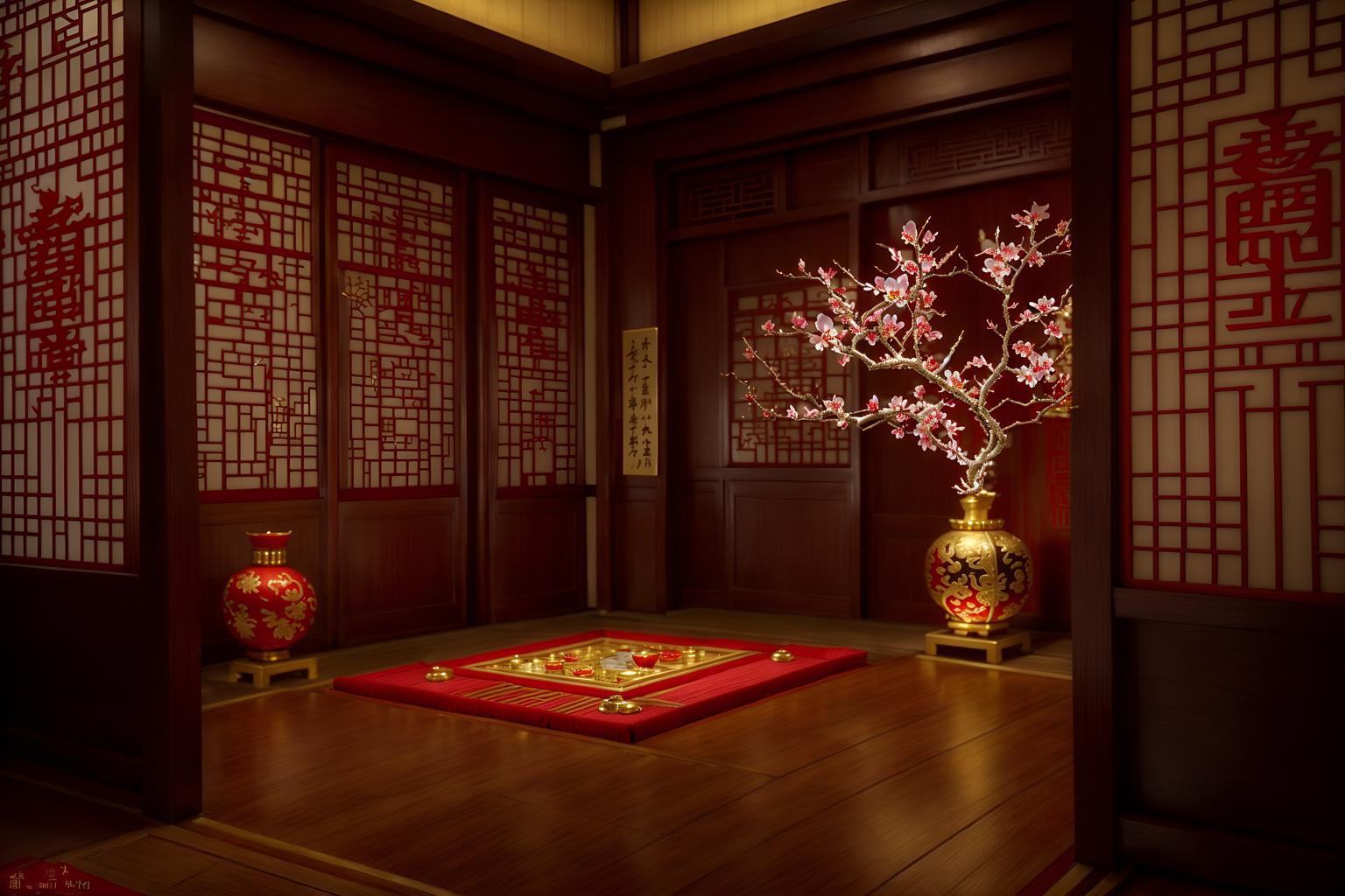 chinese new year-style (onsen interior) . with red and gold tassels and chinese knots and money tree and zodiac calendar and vases of plum blossoms and orchids and door couplets and gold ingots and red and gold candles. . cinematic photo, highly detailed, cinematic lighting, ultra-detailed, ultrarealistic, photorealism, 8k. chinese new year interior design style. masterpiece, cinematic light, ultrarealistic+, photorealistic+, 8k, raw photo, realistic, sharp focus on eyes, (symmetrical eyes), (intact eyes), hyperrealistic, highest quality, best quality, , highly detailed, masterpiece, best quality, extremely detailed 8k wallpaper, masterpiece, best quality, ultra-detailed, best shadow, detailed background, detailed face, detailed eyes, high contrast, best illumination, detailed face, dulux, caustic, dynamic angle, detailed glow. dramatic lighting. highly detailed, insanely detailed hair, symmetrical, intricate details, professionally retouched, 8k high definition. strong bokeh. award winning photo.