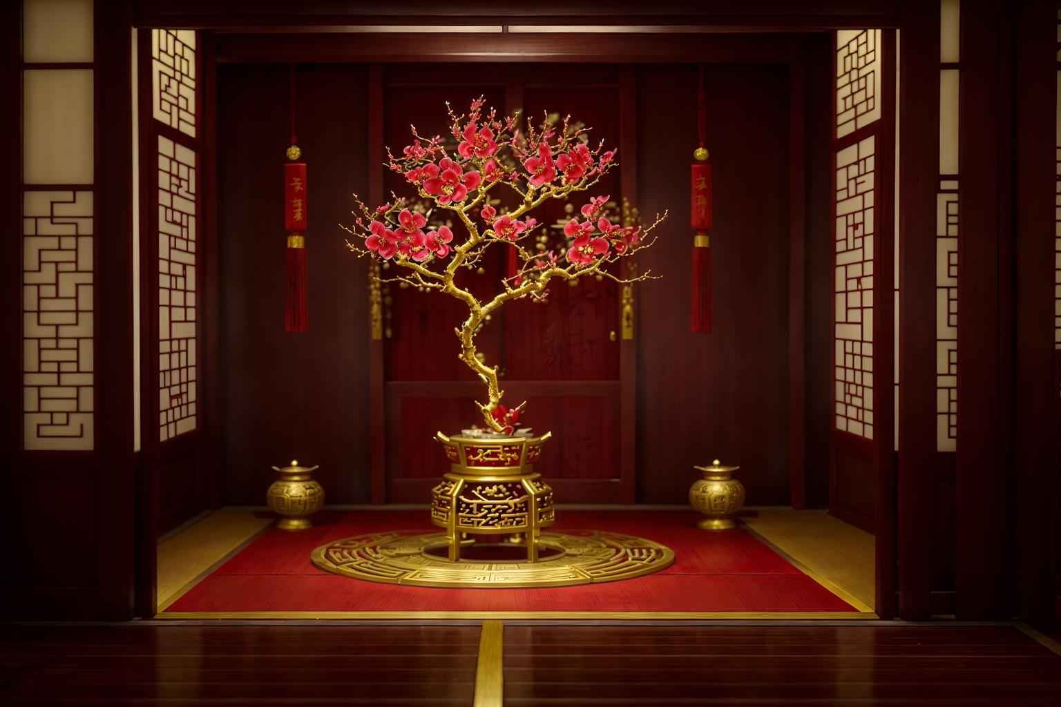 chinese new year-style (onsen interior) . with red and gold tassels and chinese knots and money tree and zodiac calendar and vases of plum blossoms and orchids and door couplets and gold ingots and red and gold candles. . cinematic photo, highly detailed, cinematic lighting, ultra-detailed, ultrarealistic, photorealism, 8k. chinese new year interior design style. masterpiece, cinematic light, ultrarealistic+, photorealistic+, 8k, raw photo, realistic, sharp focus on eyes, (symmetrical eyes), (intact eyes), hyperrealistic, highest quality, best quality, , highly detailed, masterpiece, best quality, extremely detailed 8k wallpaper, masterpiece, best quality, ultra-detailed, best shadow, detailed background, detailed face, detailed eyes, high contrast, best illumination, detailed face, dulux, caustic, dynamic angle, detailed glow. dramatic lighting. highly detailed, insanely detailed hair, symmetrical, intricate details, professionally retouched, 8k high definition. strong bokeh. award winning photo.