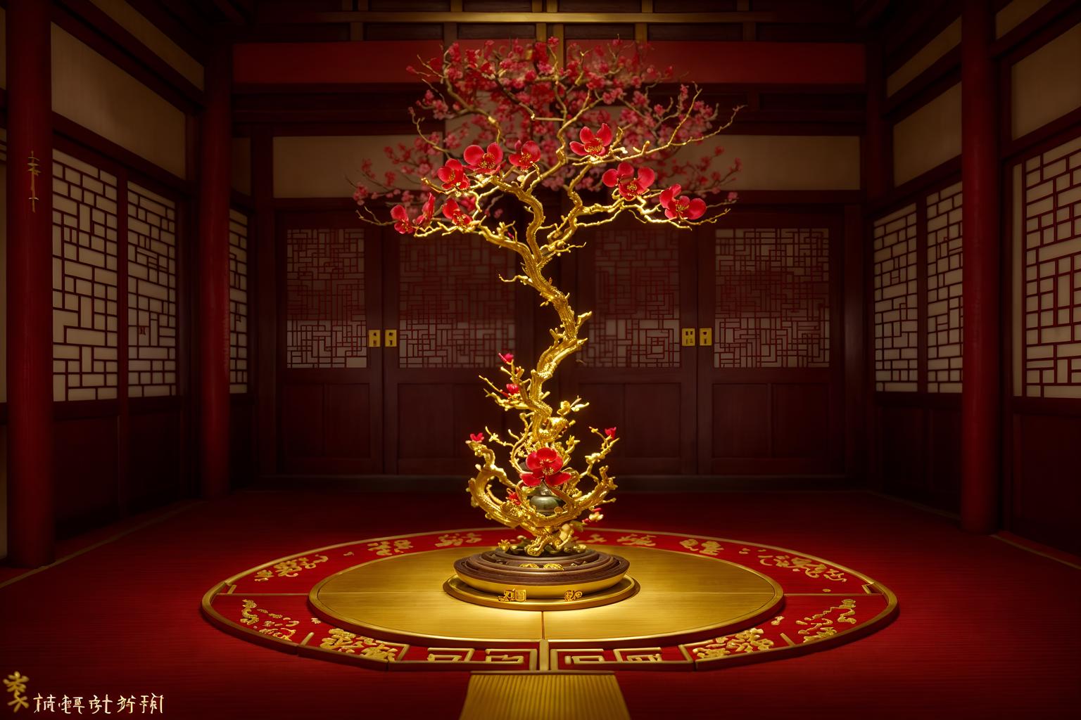 chinese new year-style (onsen interior) . with red and gold tassels and chinese knots and money tree and zodiac calendar and vases of plum blossoms and orchids and door couplets and gold ingots and red and gold candles. . cinematic photo, highly detailed, cinematic lighting, ultra-detailed, ultrarealistic, photorealism, 8k. chinese new year interior design style. masterpiece, cinematic light, ultrarealistic+, photorealistic+, 8k, raw photo, realistic, sharp focus on eyes, (symmetrical eyes), (intact eyes), hyperrealistic, highest quality, best quality, , highly detailed, masterpiece, best quality, extremely detailed 8k wallpaper, masterpiece, best quality, ultra-detailed, best shadow, detailed background, detailed face, detailed eyes, high contrast, best illumination, detailed face, dulux, caustic, dynamic angle, detailed glow. dramatic lighting. highly detailed, insanely detailed hair, symmetrical, intricate details, professionally retouched, 8k high definition. strong bokeh. award winning photo.