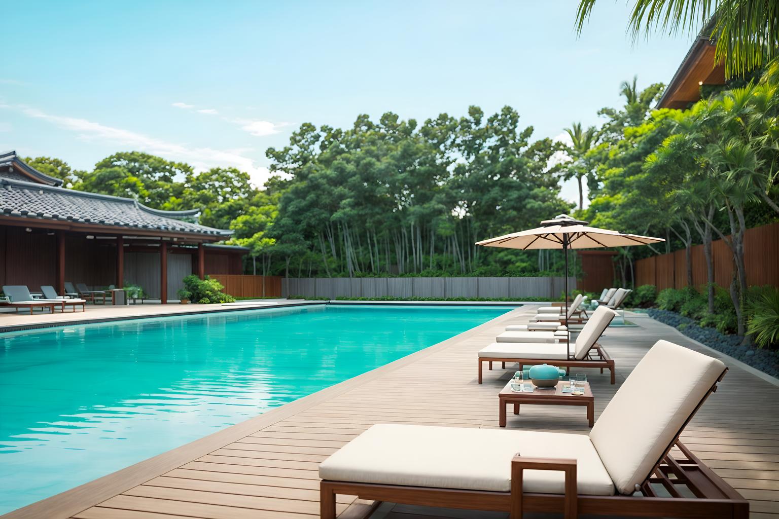 zen-style designed (outdoor pool area ) with pool lounge chairs and pool lights and pool and pool lounge chairs. . with simplicity and clean lines and mimimalist and japanese minimalist and calm and neutral colors and asian and natural light and simple furniture. . cinematic photo, highly detailed, cinematic lighting, ultra-detailed, ultrarealistic, photorealism, 8k. zen design style. masterpiece, cinematic light, ultrarealistic+, photorealistic+, 8k, raw photo, realistic, sharp focus on eyes, (symmetrical eyes), (intact eyes), hyperrealistic, highest quality, best quality, , highly detailed, masterpiece, best quality, extremely detailed 8k wallpaper, masterpiece, best quality, ultra-detailed, best shadow, detailed background, detailed face, detailed eyes, high contrast, best illumination, detailed face, dulux, caustic, dynamic angle, detailed glow. dramatic lighting. highly detailed, insanely detailed hair, symmetrical, intricate details, professionally retouched, 8k high definition. strong bokeh. award winning photo.