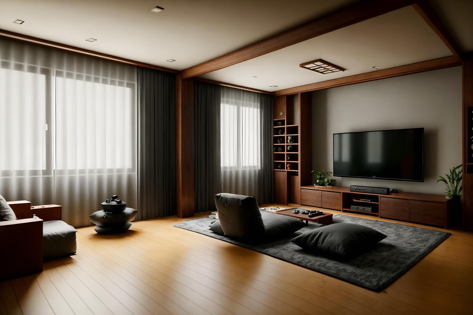 zen-style (gaming room interior) . with mimimalist and clutter free and asian interior and asian zen interior and japanese minimalist interior and asian zen interior and clean lines and japanese minimalist interior. . cinematic photo, highly detailed, cinematic lighting, ultra-detailed, ultrarealistic, photorealism, 8k. zen interior design style. masterpiece, cinematic light, ultrarealistic+, photorealistic+, 8k, raw photo, realistic, sharp focus on eyes, (symmetrical eyes), (intact eyes), hyperrealistic, highest quality, best quality, , highly detailed, masterpiece, best quality, extremely detailed 8k wallpaper, masterpiece, best quality, ultra-detailed, best shadow, detailed background, detailed face, detailed eyes, high contrast, best illumination, detailed face, dulux, caustic, dynamic angle, detailed glow. dramatic lighting. highly detailed, insanely detailed hair, symmetrical, intricate details, professionally retouched, 8k high definition. strong bokeh. award winning photo.