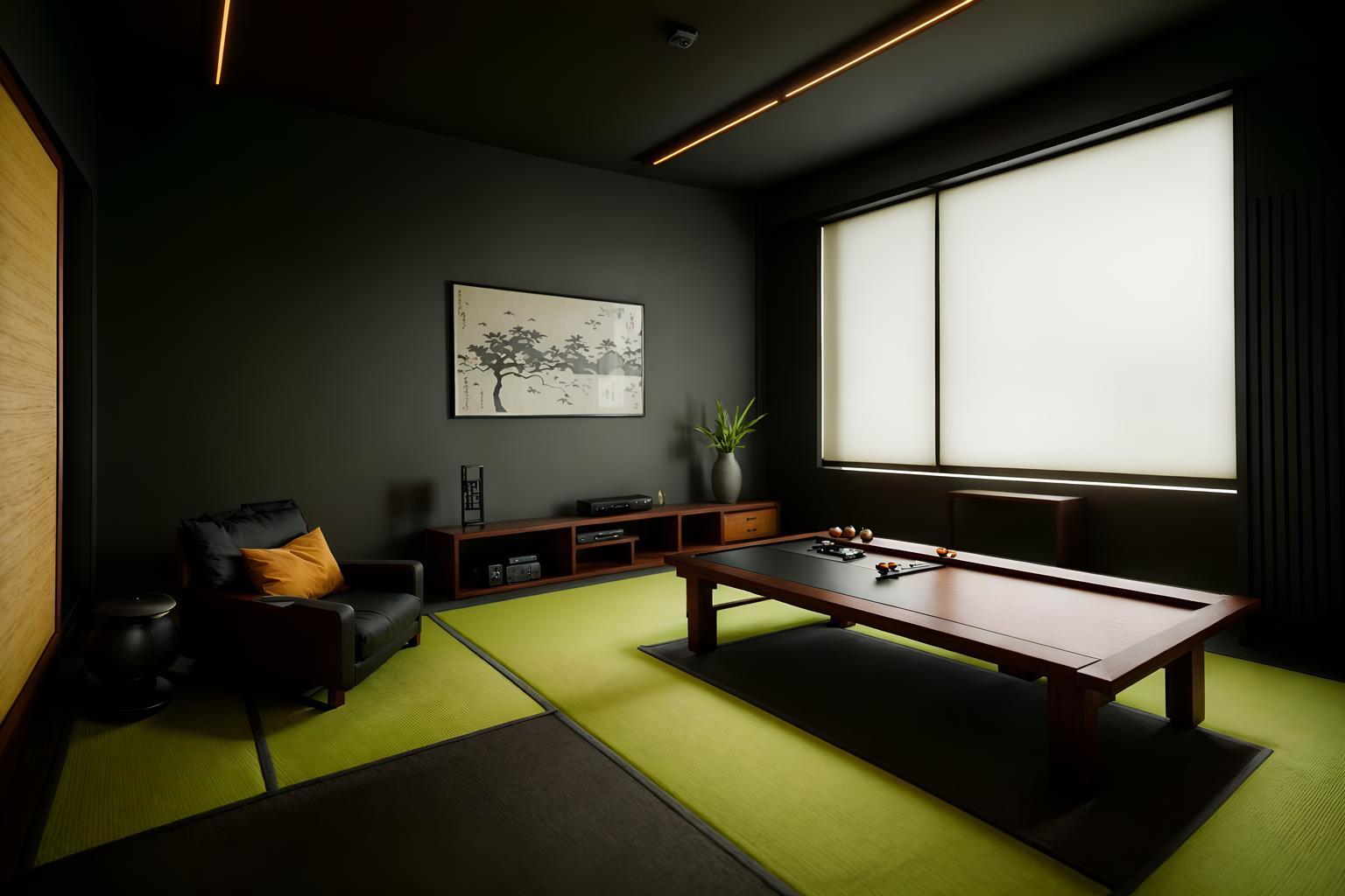 zen-style (gaming room interior) . with mimimalist and clutter free and asian interior and asian zen interior and japanese minimalist interior and asian zen interior and clean lines and japanese minimalist interior. . cinematic photo, highly detailed, cinematic lighting, ultra-detailed, ultrarealistic, photorealism, 8k. zen interior design style. masterpiece, cinematic light, ultrarealistic+, photorealistic+, 8k, raw photo, realistic, sharp focus on eyes, (symmetrical eyes), (intact eyes), hyperrealistic, highest quality, best quality, , highly detailed, masterpiece, best quality, extremely detailed 8k wallpaper, masterpiece, best quality, ultra-detailed, best shadow, detailed background, detailed face, detailed eyes, high contrast, best illumination, detailed face, dulux, caustic, dynamic angle, detailed glow. dramatic lighting. highly detailed, insanely detailed hair, symmetrical, intricate details, professionally retouched, 8k high definition. strong bokeh. award winning photo.