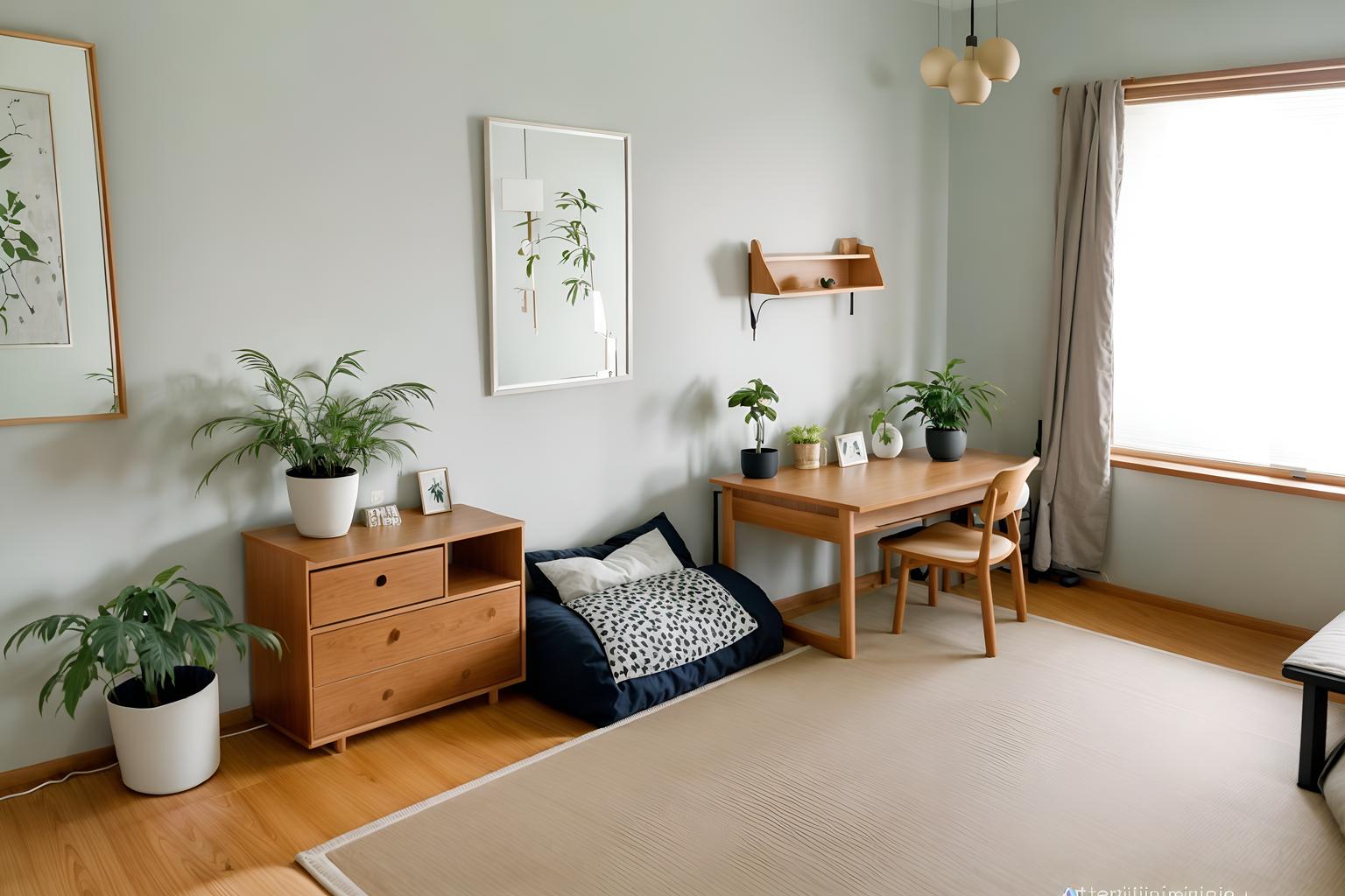 zen-style (kids room interior) with kids desk and plant and storage bench or ottoman and night light and headboard and mirror and bedside table or night stand and dresser closet. . with japanese interior and japanese minimalist interior and japanese minimalist interior and japanese minimalist interior and asian zen interior and clean lines and simple furniture and calm and neutral colors. . cinematic photo, highly detailed, cinematic lighting, ultra-detailed, ultrarealistic, photorealism, 8k. zen interior design style. masterpiece, cinematic light, ultrarealistic+, photorealistic+, 8k, raw photo, realistic, sharp focus on eyes, (symmetrical eyes), (intact eyes), hyperrealistic, highest quality, best quality, , highly detailed, masterpiece, best quality, extremely detailed 8k wallpaper, masterpiece, best quality, ultra-detailed, best shadow, detailed background, detailed face, detailed eyes, high contrast, best illumination, detailed face, dulux, caustic, dynamic angle, detailed glow. dramatic lighting. highly detailed, insanely detailed hair, symmetrical, intricate details, professionally retouched, 8k high definition. strong bokeh. award winning photo.