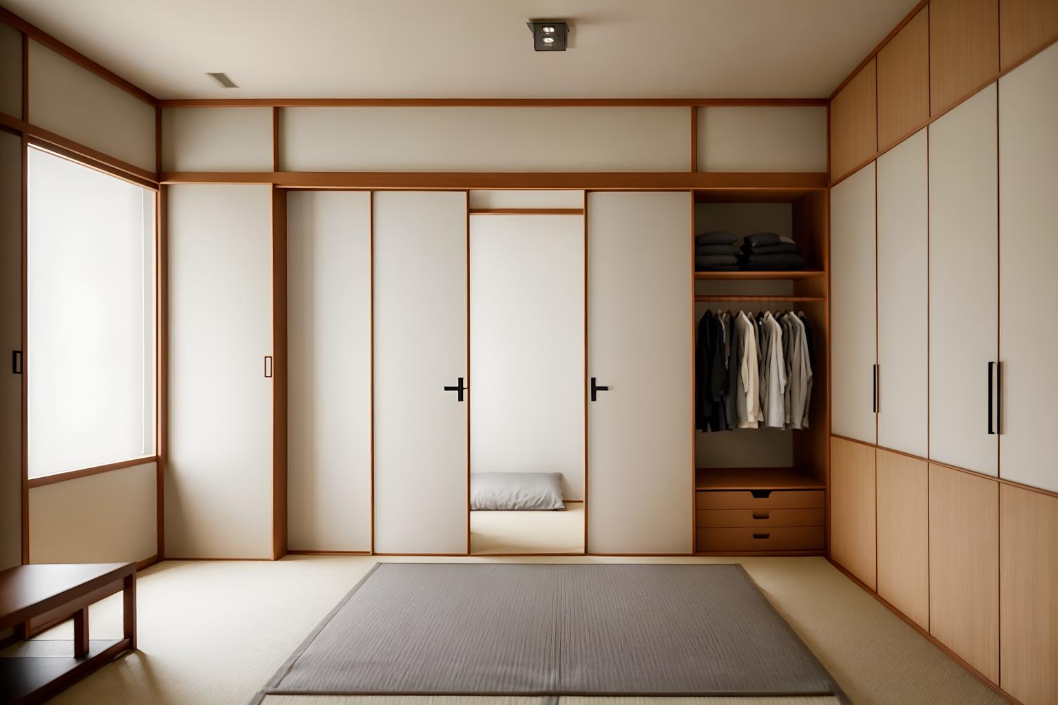 zen-style (walk in closet interior) . with calm and neutral colors and japanese minimalist interior and simple furniture and japanese interior and clutter free and asian zen interior and serenity and harmony and japanese minimalist interior. . cinematic photo, highly detailed, cinematic lighting, ultra-detailed, ultrarealistic, photorealism, 8k. zen interior design style. masterpiece, cinematic light, ultrarealistic+, photorealistic+, 8k, raw photo, realistic, sharp focus on eyes, (symmetrical eyes), (intact eyes), hyperrealistic, highest quality, best quality, , highly detailed, masterpiece, best quality, extremely detailed 8k wallpaper, masterpiece, best quality, ultra-detailed, best shadow, detailed background, detailed face, detailed eyes, high contrast, best illumination, detailed face, dulux, caustic, dynamic angle, detailed glow. dramatic lighting. highly detailed, insanely detailed hair, symmetrical, intricate details, professionally retouched, 8k high definition. strong bokeh. award winning photo.