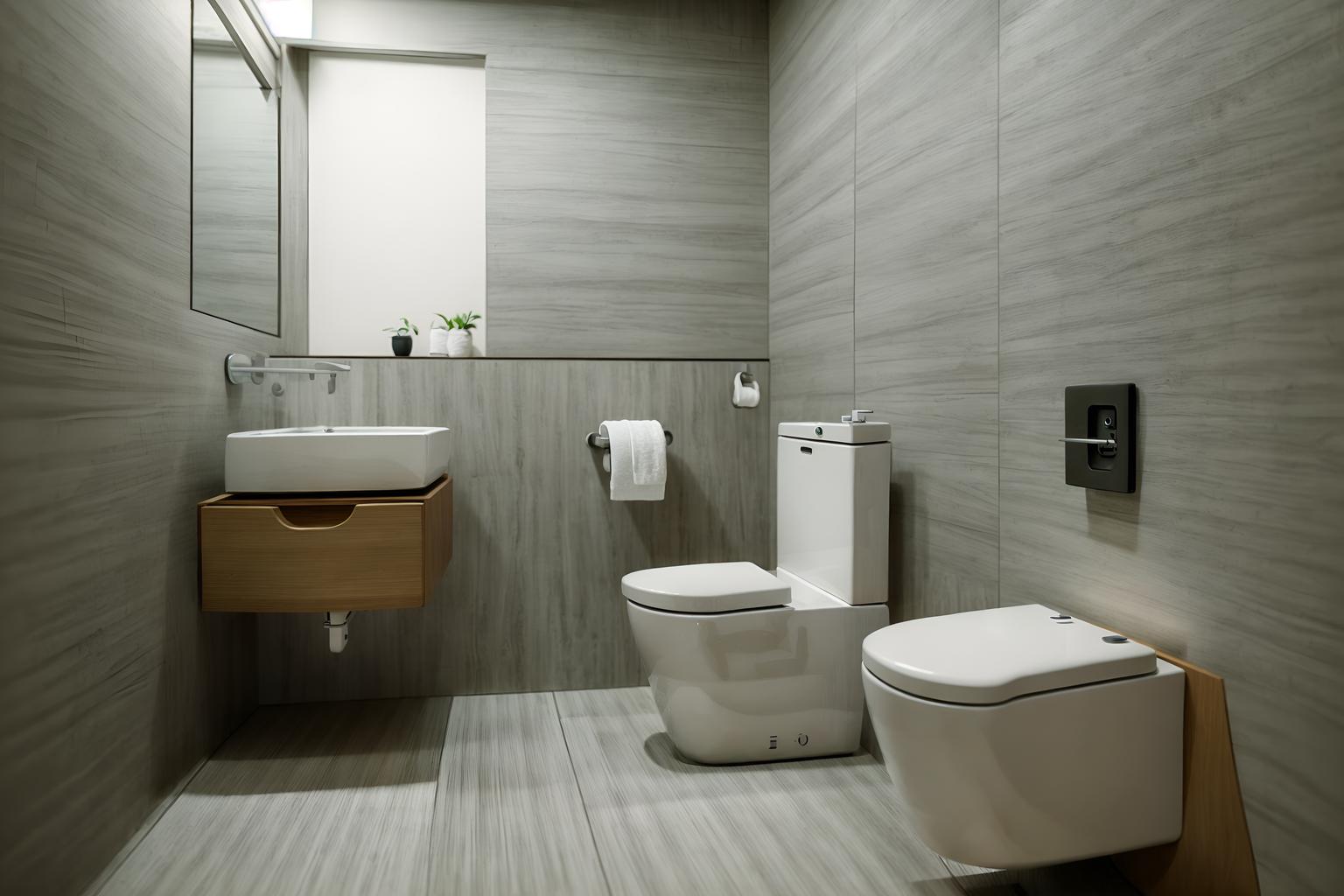 zen-style (toilet interior) with sink with tap and toilet paper hanger and toilet with toilet seat up and sink with tap. . with japanese minimalist interior and japanese interior and japanese minimalist interior and simplicity and asian zen interior and clutter free and mimimalist and calm and neutral colors. . cinematic photo, highly detailed, cinematic lighting, ultra-detailed, ultrarealistic, photorealism, 8k. zen interior design style. masterpiece, cinematic light, ultrarealistic+, photorealistic+, 8k, raw photo, realistic, sharp focus on eyes, (symmetrical eyes), (intact eyes), hyperrealistic, highest quality, best quality, , highly detailed, masterpiece, best quality, extremely detailed 8k wallpaper, masterpiece, best quality, ultra-detailed, best shadow, detailed background, detailed face, detailed eyes, high contrast, best illumination, detailed face, dulux, caustic, dynamic angle, detailed glow. dramatic lighting. highly detailed, insanely detailed hair, symmetrical, intricate details, professionally retouched, 8k high definition. strong bokeh. award winning photo.