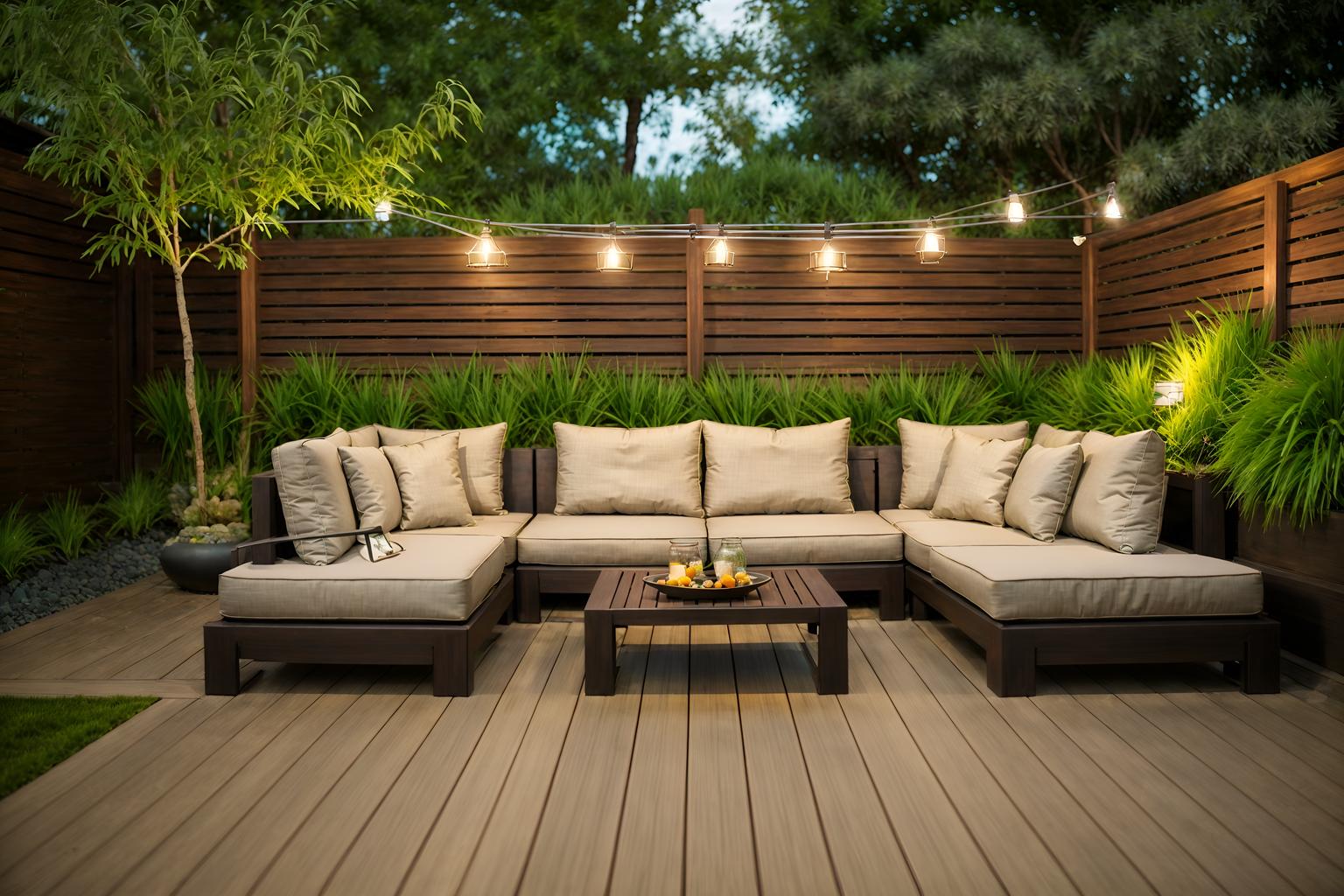 zen-style designed (outdoor patio ) with barbeque or grill and patio couch with pillows and deck with deck chairs and grass and plant and barbeque or grill. . with natural textures and simplicity and japanese and asian and asian zen and japanese minimalist and serenity and harmony and calm and neutral colors. . cinematic photo, highly detailed, cinematic lighting, ultra-detailed, ultrarealistic, photorealism, 8k. zen design style. masterpiece, cinematic light, ultrarealistic+, photorealistic+, 8k, raw photo, realistic, sharp focus on eyes, (symmetrical eyes), (intact eyes), hyperrealistic, highest quality, best quality, , highly detailed, masterpiece, best quality, extremely detailed 8k wallpaper, masterpiece, best quality, ultra-detailed, best shadow, detailed background, detailed face, detailed eyes, high contrast, best illumination, detailed face, dulux, caustic, dynamic angle, detailed glow. dramatic lighting. highly detailed, insanely detailed hair, symmetrical, intricate details, professionally retouched, 8k high definition. strong bokeh. award winning photo.