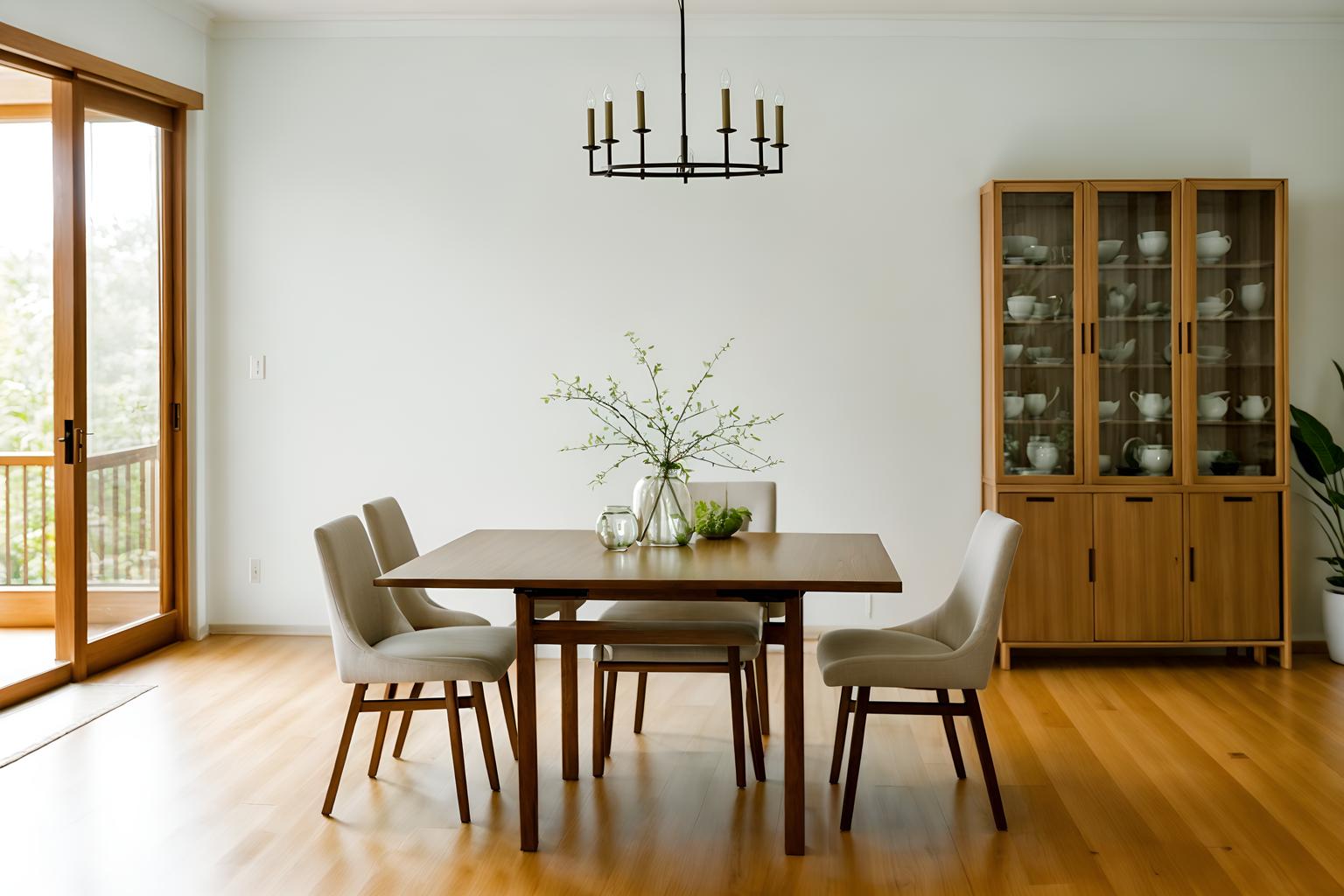 zen-style (dining room interior) with vase and dining table and plant and plates, cutlery and glasses on dining table and dining table chairs and painting or photo on wall and light or chandelier and bookshelves. . with serenity and harmony and natural light and natural textures and simplicity and asian interior and simple furniture and calm and neutral colors and japanese minimalist interior. . cinematic photo, highly detailed, cinematic lighting, ultra-detailed, ultrarealistic, photorealism, 8k. zen interior design style. masterpiece, cinematic light, ultrarealistic+, photorealistic+, 8k, raw photo, realistic, sharp focus on eyes, (symmetrical eyes), (intact eyes), hyperrealistic, highest quality, best quality, , highly detailed, masterpiece, best quality, extremely detailed 8k wallpaper, masterpiece, best quality, ultra-detailed, best shadow, detailed background, detailed face, detailed eyes, high contrast, best illumination, detailed face, dulux, caustic, dynamic angle, detailed glow. dramatic lighting. highly detailed, insanely detailed hair, symmetrical, intricate details, professionally retouched, 8k high definition. strong bokeh. award winning photo.