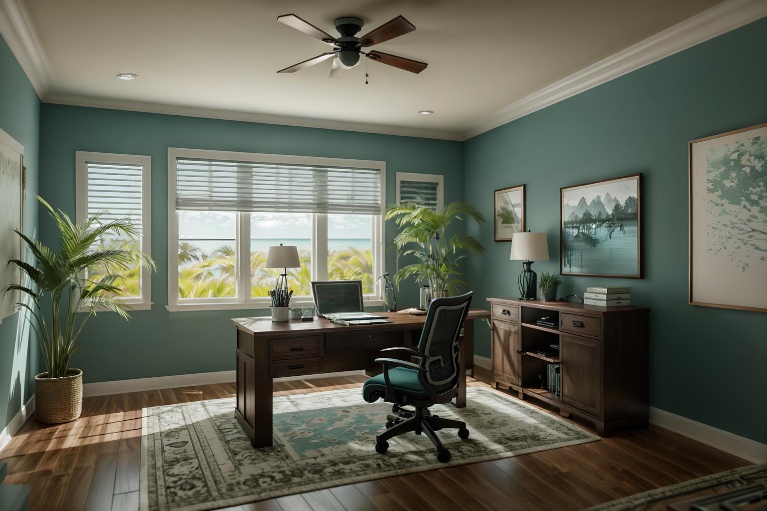 coastal-style (home office interior) with cabinets and office chair and plant and computer desk and desk lamp and cabinets. . with . . cinematic photo, highly detailed, cinematic lighting, ultra-detailed, ultrarealistic, photorealism, 8k. coastal interior design style. masterpiece, cinematic light, ultrarealistic+, photorealistic+, 8k, raw photo, realistic, sharp focus on eyes, (symmetrical eyes), (intact eyes), hyperrealistic, highest quality, best quality, , highly detailed, masterpiece, best quality, extremely detailed 8k wallpaper, masterpiece, best quality, ultra-detailed, best shadow, detailed background, detailed face, detailed eyes, high contrast, best illumination, detailed face, dulux, caustic, dynamic angle, detailed glow. dramatic lighting. highly detailed, insanely detailed hair, symmetrical, intricate details, professionally retouched, 8k high definition. strong bokeh. award winning photo.