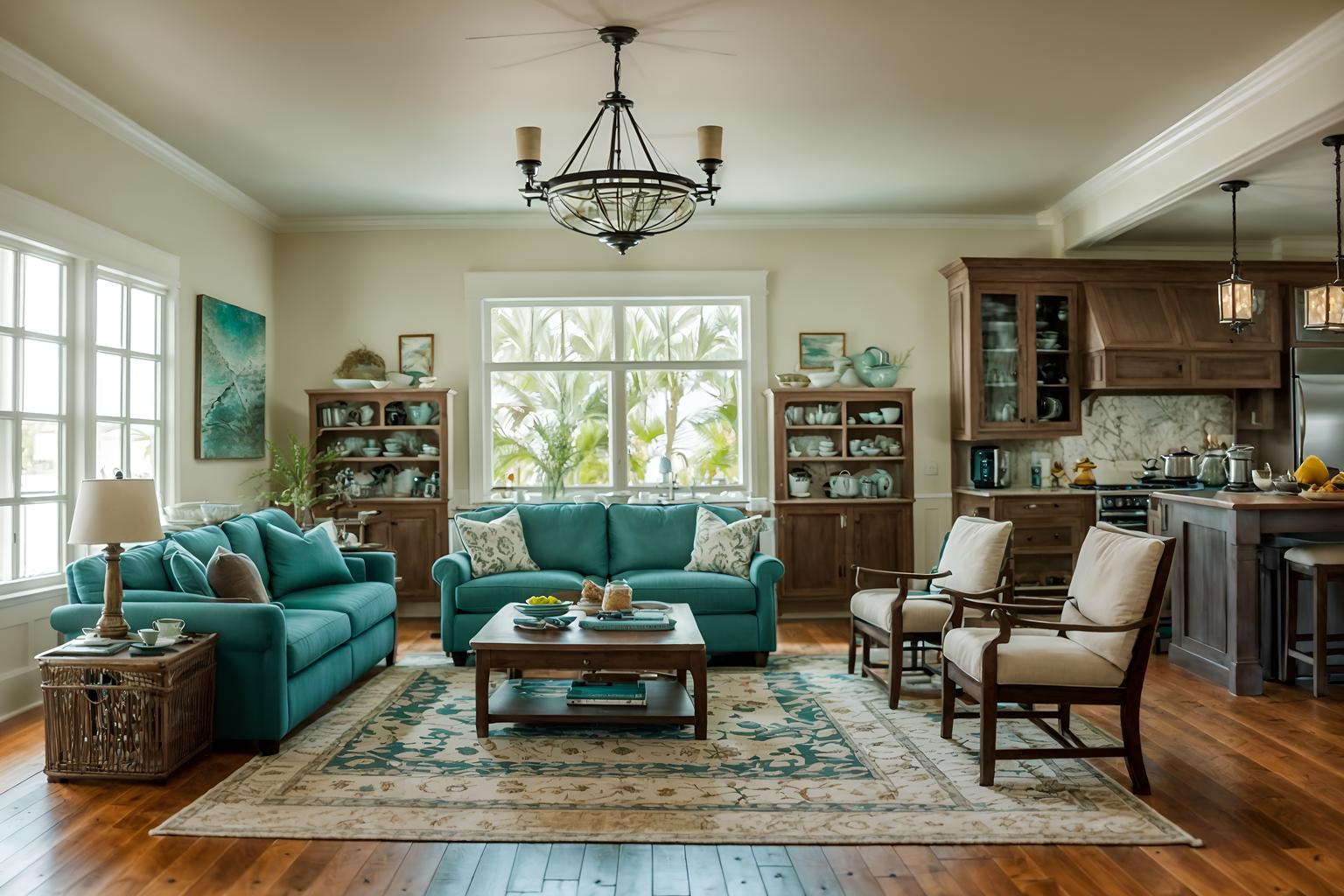 coastal-style (kitchen living combo interior) with chairs and televisions and rug and coffee tables and bookshelves and sink and furniture and sofa. . with . . cinematic photo, highly detailed, cinematic lighting, ultra-detailed, ultrarealistic, photorealism, 8k. coastal interior design style. masterpiece, cinematic light, ultrarealistic+, photorealistic+, 8k, raw photo, realistic, sharp focus on eyes, (symmetrical eyes), (intact eyes), hyperrealistic, highest quality, best quality, , highly detailed, masterpiece, best quality, extremely detailed 8k wallpaper, masterpiece, best quality, ultra-detailed, best shadow, detailed background, detailed face, detailed eyes, high contrast, best illumination, detailed face, dulux, caustic, dynamic angle, detailed glow. dramatic lighting. highly detailed, insanely detailed hair, symmetrical, intricate details, professionally retouched, 8k high definition. strong bokeh. award winning photo.