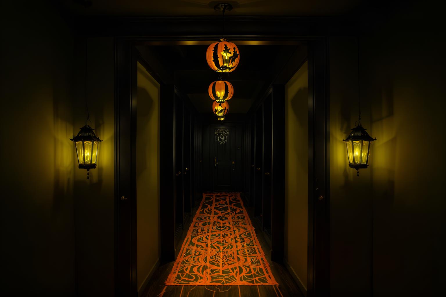 halloween-style (walk in closet interior) . with yellow black balloons and lanterns and glowing pumpkins and spiderwebs and lanterns and cobwebs and cobwebs and human skulls. . cinematic photo, highly detailed, cinematic lighting, ultra-detailed, ultrarealistic, photorealism, 8k. halloween interior design style. masterpiece, cinematic light, ultrarealistic+, photorealistic+, 8k, raw photo, realistic, sharp focus on eyes, (symmetrical eyes), (intact eyes), hyperrealistic, highest quality, best quality, , highly detailed, masterpiece, best quality, extremely detailed 8k wallpaper, masterpiece, best quality, ultra-detailed, best shadow, detailed background, detailed face, detailed eyes, high contrast, best illumination, detailed face, dulux, caustic, dynamic angle, detailed glow. dramatic lighting. highly detailed, insanely detailed hair, symmetrical, intricate details, professionally retouched, 8k high definition. strong bokeh. award winning photo.