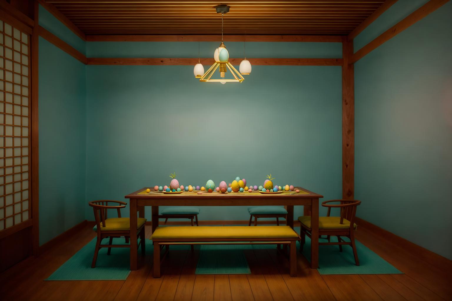 easter-style (onsen interior) . with colorful easter eggs and flowers on table and easter decorations and light blue colors and spring decorations and colorful easter eggs. . cinematic photo, highly detailed, cinematic lighting, ultra-detailed, ultrarealistic, photorealism, 8k. easter interior design style. masterpiece, cinematic light, ultrarealistic+, photorealistic+, 8k, raw photo, realistic, sharp focus on eyes, (symmetrical eyes), (intact eyes), hyperrealistic, highest quality, best quality, , highly detailed, masterpiece, best quality, extremely detailed 8k wallpaper, masterpiece, best quality, ultra-detailed, best shadow, detailed background, detailed face, detailed eyes, high contrast, best illumination, detailed face, dulux, caustic, dynamic angle, detailed glow. dramatic lighting. highly detailed, insanely detailed hair, symmetrical, intricate details, professionally retouched, 8k high definition. strong bokeh. award winning photo.