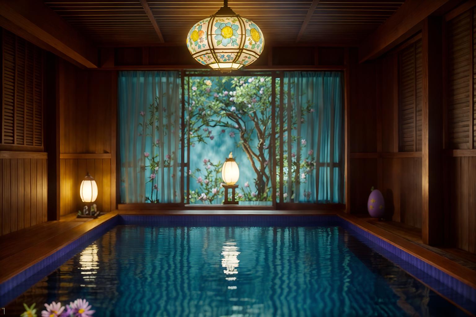 easter-style (onsen interior) . with colorful easter eggs and flowers on table and easter decorations and light blue colors and spring decorations and colorful easter eggs. . cinematic photo, highly detailed, cinematic lighting, ultra-detailed, ultrarealistic, photorealism, 8k. easter interior design style. masterpiece, cinematic light, ultrarealistic+, photorealistic+, 8k, raw photo, realistic, sharp focus on eyes, (symmetrical eyes), (intact eyes), hyperrealistic, highest quality, best quality, , highly detailed, masterpiece, best quality, extremely detailed 8k wallpaper, masterpiece, best quality, ultra-detailed, best shadow, detailed background, detailed face, detailed eyes, high contrast, best illumination, detailed face, dulux, caustic, dynamic angle, detailed glow. dramatic lighting. highly detailed, insanely detailed hair, symmetrical, intricate details, professionally retouched, 8k high definition. strong bokeh. award winning photo.