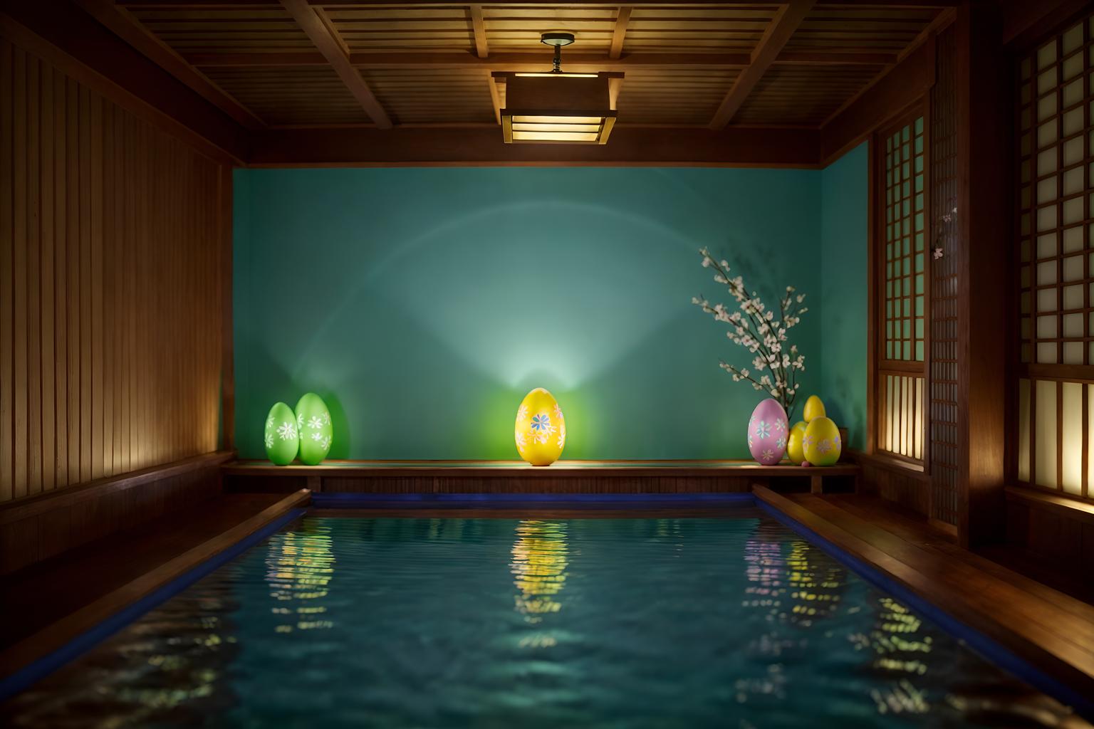 easter-style (onsen interior) . with colorful easter eggs and flowers on table and easter decorations and light blue colors and spring decorations and colorful easter eggs. . cinematic photo, highly detailed, cinematic lighting, ultra-detailed, ultrarealistic, photorealism, 8k. easter interior design style. masterpiece, cinematic light, ultrarealistic+, photorealistic+, 8k, raw photo, realistic, sharp focus on eyes, (symmetrical eyes), (intact eyes), hyperrealistic, highest quality, best quality, , highly detailed, masterpiece, best quality, extremely detailed 8k wallpaper, masterpiece, best quality, ultra-detailed, best shadow, detailed background, detailed face, detailed eyes, high contrast, best illumination, detailed face, dulux, caustic, dynamic angle, detailed glow. dramatic lighting. highly detailed, insanely detailed hair, symmetrical, intricate details, professionally retouched, 8k high definition. strong bokeh. award winning photo.