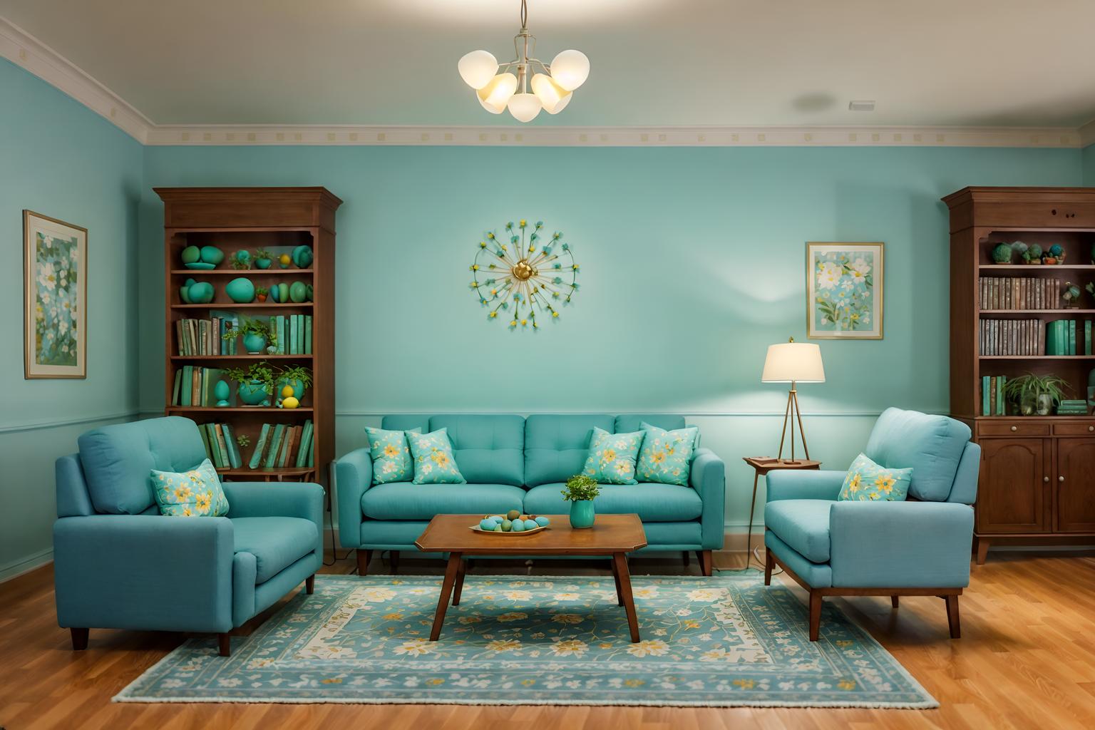 easter-style (living room interior) with rug and electric lamps and sofa and furniture and bookshelves and televisions and chairs and plant. . with light blue colors and flowers on table and spring decorations and easter decorations and colorful easter eggs and light blue colors. . cinematic photo, highly detailed, cinematic lighting, ultra-detailed, ultrarealistic, photorealism, 8k. easter interior design style. masterpiece, cinematic light, ultrarealistic+, photorealistic+, 8k, raw photo, realistic, sharp focus on eyes, (symmetrical eyes), (intact eyes), hyperrealistic, highest quality, best quality, , highly detailed, masterpiece, best quality, extremely detailed 8k wallpaper, masterpiece, best quality, ultra-detailed, best shadow, detailed background, detailed face, detailed eyes, high contrast, best illumination, detailed face, dulux, caustic, dynamic angle, detailed glow. dramatic lighting. highly detailed, insanely detailed hair, symmetrical, intricate details, professionally retouched, 8k high definition. strong bokeh. award winning photo.