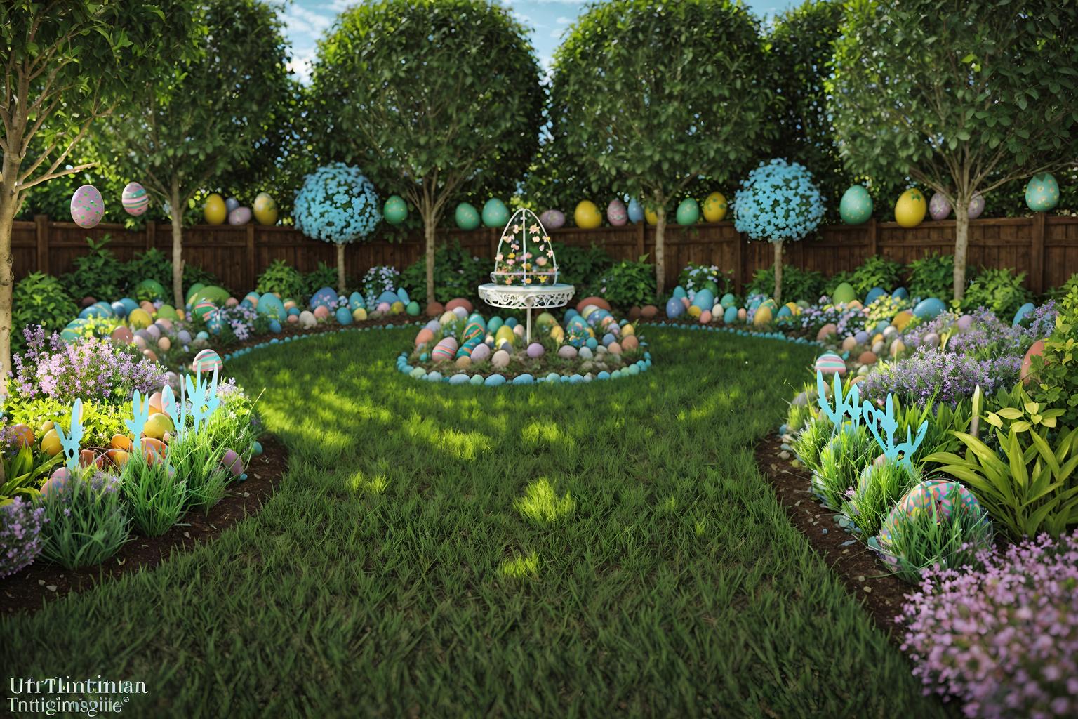 easter-style designed (outdoor garden ) with grass and garden plants and garden tree and grass. . with light blue colors and spring decorations and easter decorations and colorful easter eggs and flowers on table and light blue colors. . cinematic photo, highly detailed, cinematic lighting, ultra-detailed, ultrarealistic, photorealism, 8k. easter design style. masterpiece, cinematic light, ultrarealistic+, photorealistic+, 8k, raw photo, realistic, sharp focus on eyes, (symmetrical eyes), (intact eyes), hyperrealistic, highest quality, best quality, , highly detailed, masterpiece, best quality, extremely detailed 8k wallpaper, masterpiece, best quality, ultra-detailed, best shadow, detailed background, detailed face, detailed eyes, high contrast, best illumination, detailed face, dulux, caustic, dynamic angle, detailed glow. dramatic lighting. highly detailed, insanely detailed hair, symmetrical, intricate details, professionally retouched, 8k high definition. strong bokeh. award winning photo.