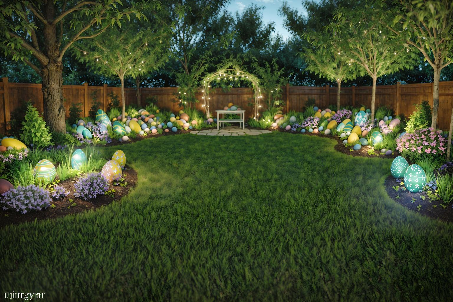 easter-style designed (outdoor garden ) with grass and garden plants and garden tree and grass. . with light blue colors and spring decorations and easter decorations and colorful easter eggs and flowers on table and light blue colors. . cinematic photo, highly detailed, cinematic lighting, ultra-detailed, ultrarealistic, photorealism, 8k. easter design style. masterpiece, cinematic light, ultrarealistic+, photorealistic+, 8k, raw photo, realistic, sharp focus on eyes, (symmetrical eyes), (intact eyes), hyperrealistic, highest quality, best quality, , highly detailed, masterpiece, best quality, extremely detailed 8k wallpaper, masterpiece, best quality, ultra-detailed, best shadow, detailed background, detailed face, detailed eyes, high contrast, best illumination, detailed face, dulux, caustic, dynamic angle, detailed glow. dramatic lighting. highly detailed, insanely detailed hair, symmetrical, intricate details, professionally retouched, 8k high definition. strong bokeh. award winning photo.