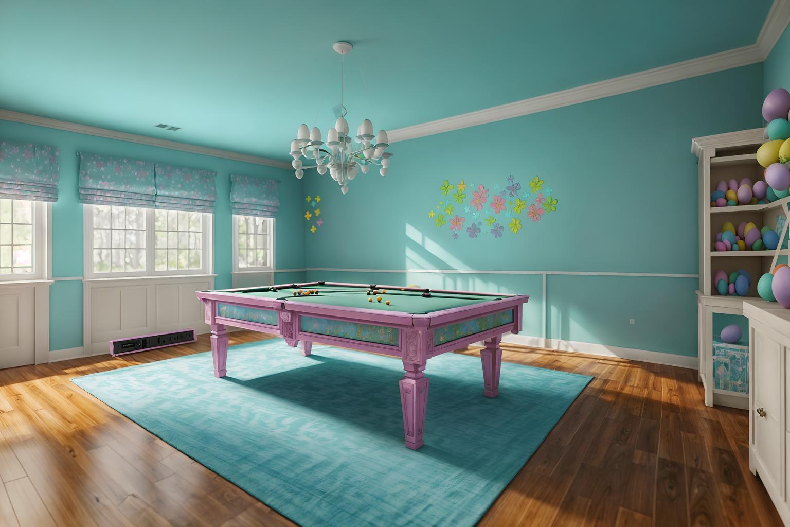 easter-style (gaming room interior) . with colorful easter eggs and light blue colors and easter decorations and flowers on table and spring decorations and colorful easter eggs. . cinematic photo, highly detailed, cinematic lighting, ultra-detailed, ultrarealistic, photorealism, 8k. easter interior design style. masterpiece, cinematic light, ultrarealistic+, photorealistic+, 8k, raw photo, realistic, sharp focus on eyes, (symmetrical eyes), (intact eyes), hyperrealistic, highest quality, best quality, , highly detailed, masterpiece, best quality, extremely detailed 8k wallpaper, masterpiece, best quality, ultra-detailed, best shadow, detailed background, detailed face, detailed eyes, high contrast, best illumination, detailed face, dulux, caustic, dynamic angle, detailed glow. dramatic lighting. highly detailed, insanely detailed hair, symmetrical, intricate details, professionally retouched, 8k high definition. strong bokeh. award winning photo.