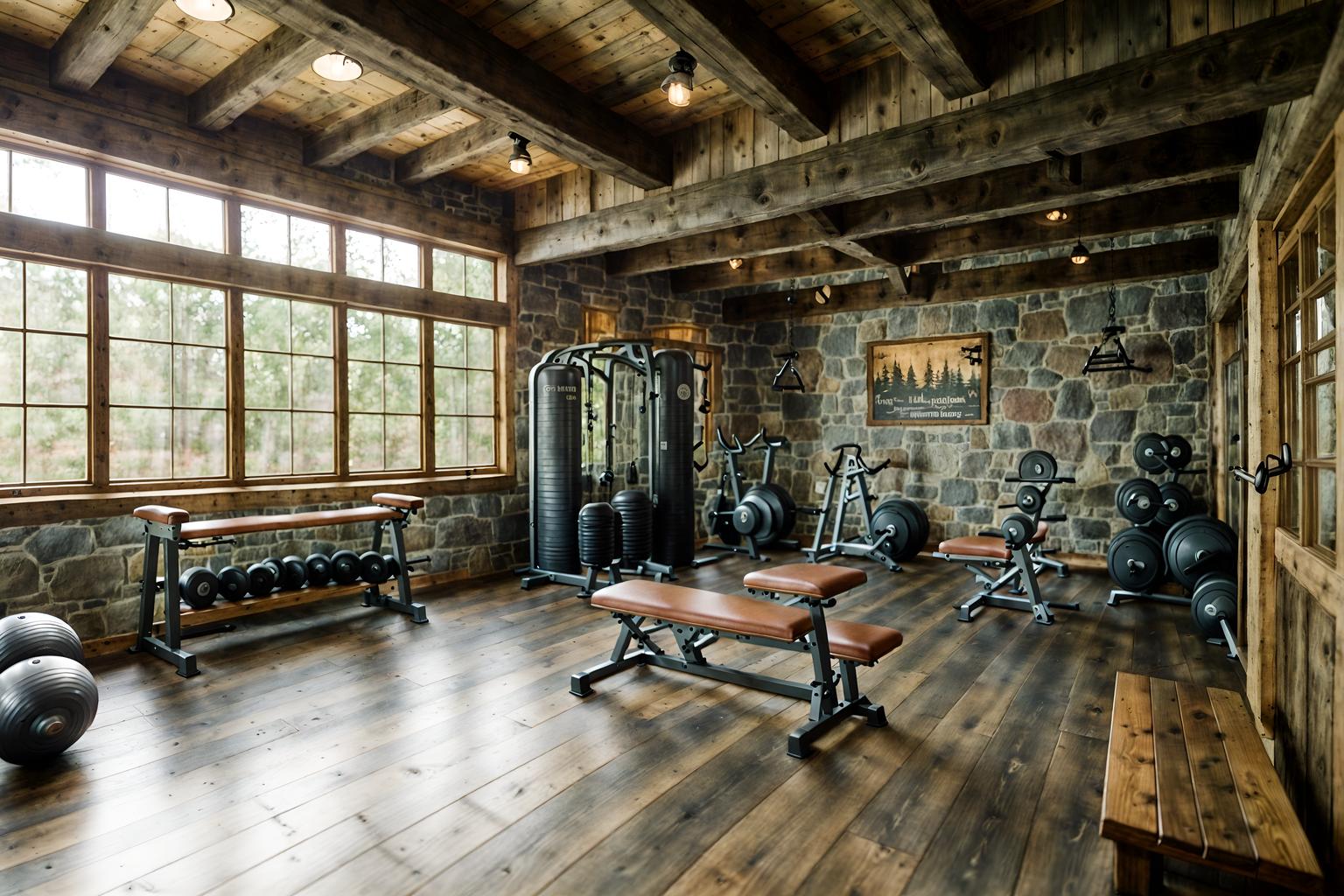 cottagecore-style (fitness gym interior) with bench press and squat rack and dumbbell stand and crosstrainer and exercise bicycle and bench press. . with rustic and organic and cottage style and traditional and country style and earthy and muted colors and floral patterns. . cinematic photo, highly detailed, cinematic lighting, ultra-detailed, ultrarealistic, photorealism, 8k. cottagecore interior design style. masterpiece, cinematic light, ultrarealistic+, photorealistic+, 8k, raw photo, realistic, sharp focus on eyes, (symmetrical eyes), (intact eyes), hyperrealistic, highest quality, best quality, , highly detailed, masterpiece, best quality, extremely detailed 8k wallpaper, masterpiece, best quality, ultra-detailed, best shadow, detailed background, detailed face, detailed eyes, high contrast, best illumination, detailed face, dulux, caustic, dynamic angle, detailed glow. dramatic lighting. highly detailed, insanely detailed hair, symmetrical, intricate details, professionally retouched, 8k high definition. strong bokeh. award winning photo.