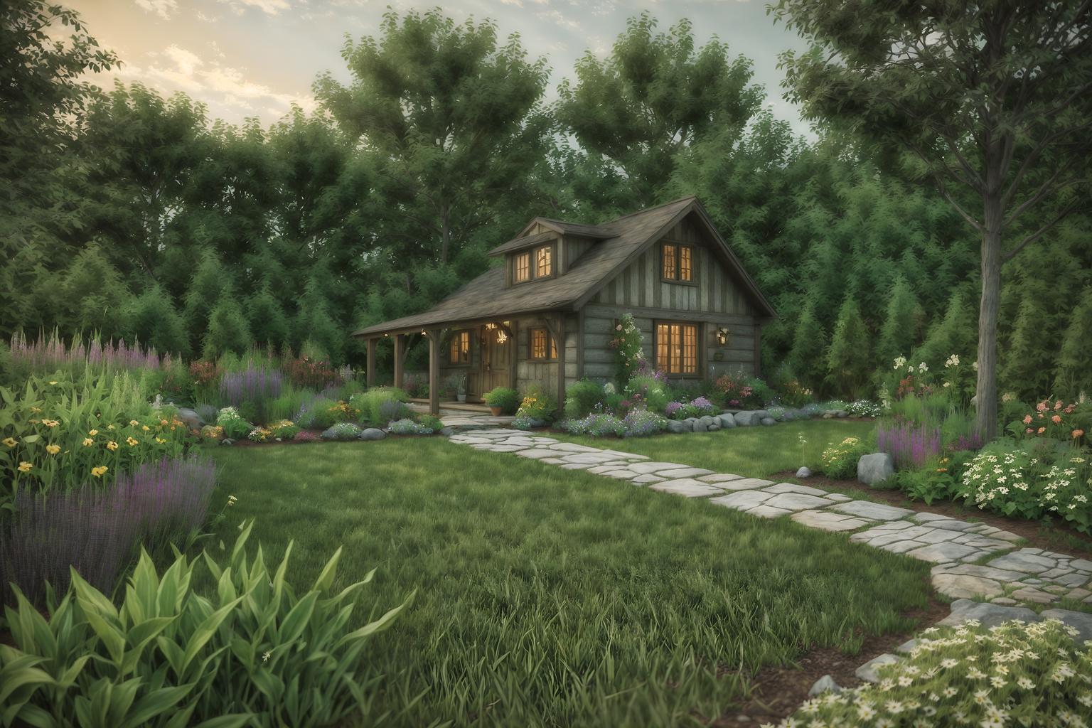 cottagecore-style designed (outdoor garden ) with garden tree and grass and garden plants and garden tree. . with organic and cottage style and earthy and traditional and country style and muted colors and floral patterns and natural. . cinematic photo, highly detailed, cinematic lighting, ultra-detailed, ultrarealistic, photorealism, 8k. cottagecore design style. masterpiece, cinematic light, ultrarealistic+, photorealistic+, 8k, raw photo, realistic, sharp focus on eyes, (symmetrical eyes), (intact eyes), hyperrealistic, highest quality, best quality, , highly detailed, masterpiece, best quality, extremely detailed 8k wallpaper, masterpiece, best quality, ultra-detailed, best shadow, detailed background, detailed face, detailed eyes, high contrast, best illumination, detailed face, dulux, caustic, dynamic angle, detailed glow. dramatic lighting. highly detailed, insanely detailed hair, symmetrical, intricate details, professionally retouched, 8k high definition. strong bokeh. award winning photo.