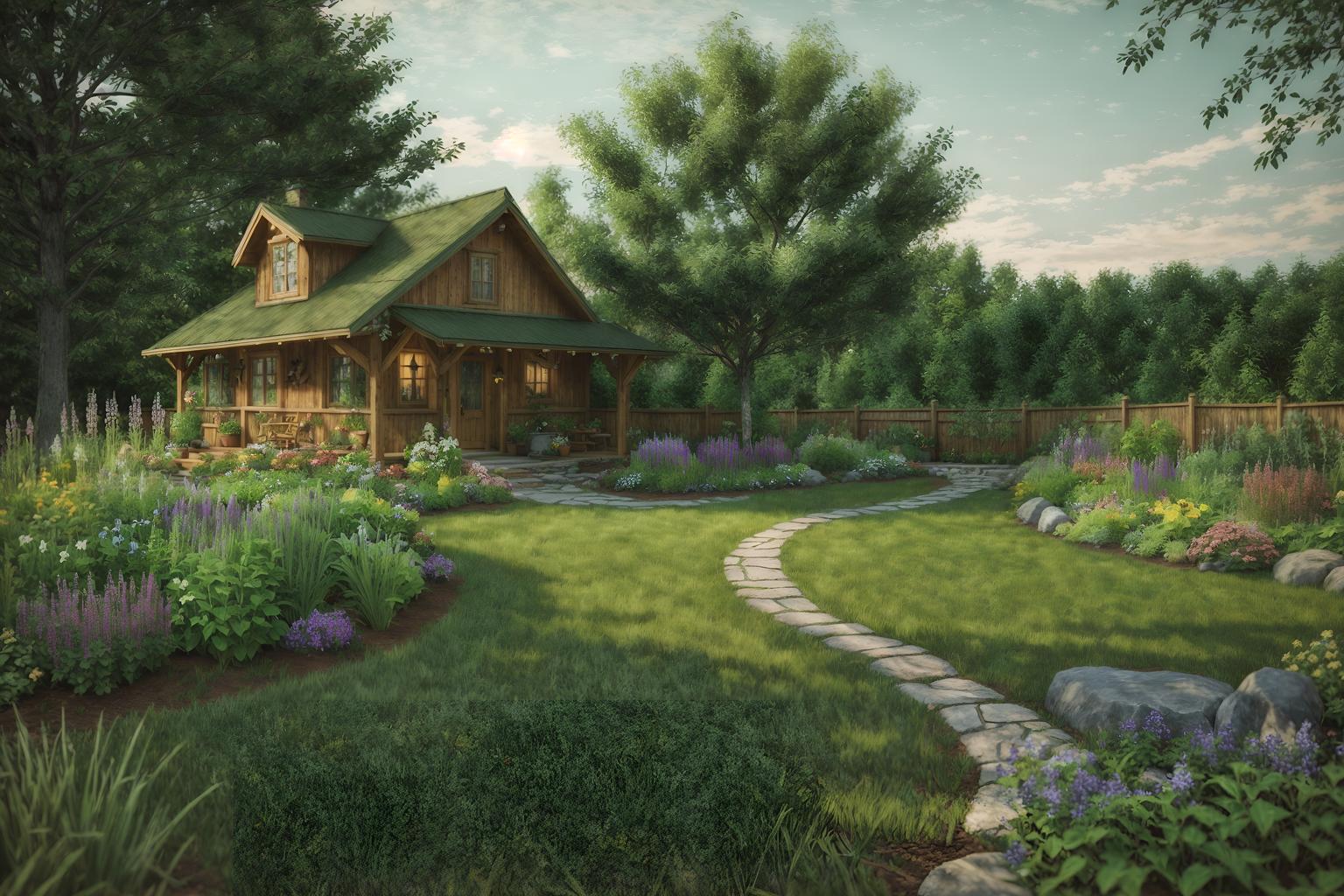 cottagecore-style designed (outdoor garden ) with garden tree and grass and garden plants and garden tree. . with organic and cottage style and earthy and traditional and country style and muted colors and floral patterns and natural. . cinematic photo, highly detailed, cinematic lighting, ultra-detailed, ultrarealistic, photorealism, 8k. cottagecore design style. masterpiece, cinematic light, ultrarealistic+, photorealistic+, 8k, raw photo, realistic, sharp focus on eyes, (symmetrical eyes), (intact eyes), hyperrealistic, highest quality, best quality, , highly detailed, masterpiece, best quality, extremely detailed 8k wallpaper, masterpiece, best quality, ultra-detailed, best shadow, detailed background, detailed face, detailed eyes, high contrast, best illumination, detailed face, dulux, caustic, dynamic angle, detailed glow. dramatic lighting. highly detailed, insanely detailed hair, symmetrical, intricate details, professionally retouched, 8k high definition. strong bokeh. award winning photo.