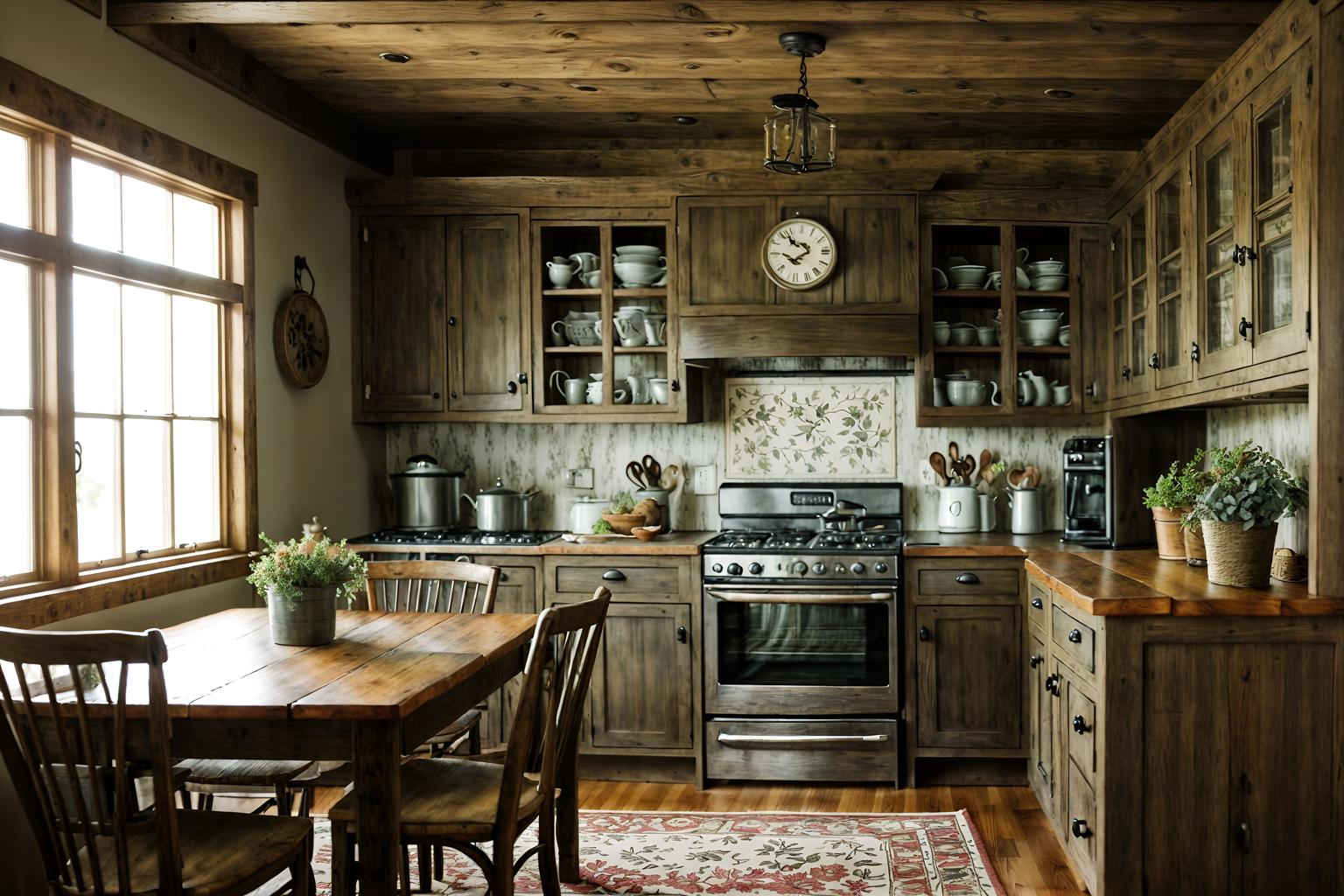 cottagecore-style (kitchen living combo interior) with chairs and furniture and occasional tables and kitchen cabinets and stove and bookshelves and rug and plant. . with rustic and organic and cottage style and natural and country style and floral patterns and earthy and traditional. . cinematic photo, highly detailed, cinematic lighting, ultra-detailed, ultrarealistic, photorealism, 8k. cottagecore interior design style. masterpiece, cinematic light, ultrarealistic+, photorealistic+, 8k, raw photo, realistic, sharp focus on eyes, (symmetrical eyes), (intact eyes), hyperrealistic, highest quality, best quality, , highly detailed, masterpiece, best quality, extremely detailed 8k wallpaper, masterpiece, best quality, ultra-detailed, best shadow, detailed background, detailed face, detailed eyes, high contrast, best illumination, detailed face, dulux, caustic, dynamic angle, detailed glow. dramatic lighting. highly detailed, insanely detailed hair, symmetrical, intricate details, professionally retouched, 8k high definition. strong bokeh. award winning photo.