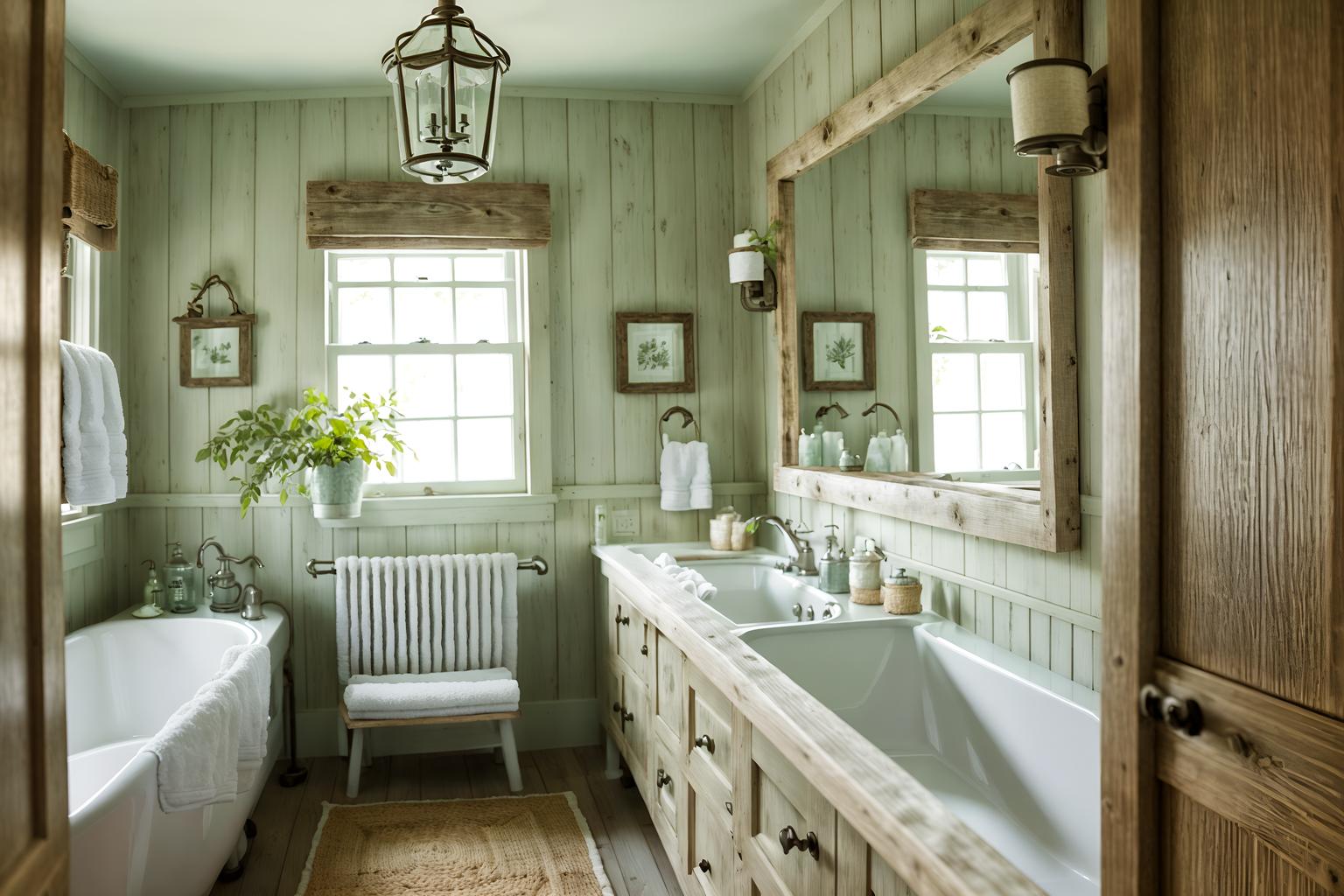cottagecore-style (hotel bathroom interior) with bath towel and plant and toilet seat and shower and bathroom cabinet and bathtub and bath rail and mirror. . with traditional and cottage style and rustic and country style and floral patterns and organic and earthy and muted colors. . cinematic photo, highly detailed, cinematic lighting, ultra-detailed, ultrarealistic, photorealism, 8k. cottagecore interior design style. masterpiece, cinematic light, ultrarealistic+, photorealistic+, 8k, raw photo, realistic, sharp focus on eyes, (symmetrical eyes), (intact eyes), hyperrealistic, highest quality, best quality, , highly detailed, masterpiece, best quality, extremely detailed 8k wallpaper, masterpiece, best quality, ultra-detailed, best shadow, detailed background, detailed face, detailed eyes, high contrast, best illumination, detailed face, dulux, caustic, dynamic angle, detailed glow. dramatic lighting. highly detailed, insanely detailed hair, symmetrical, intricate details, professionally retouched, 8k high definition. strong bokeh. award winning photo.