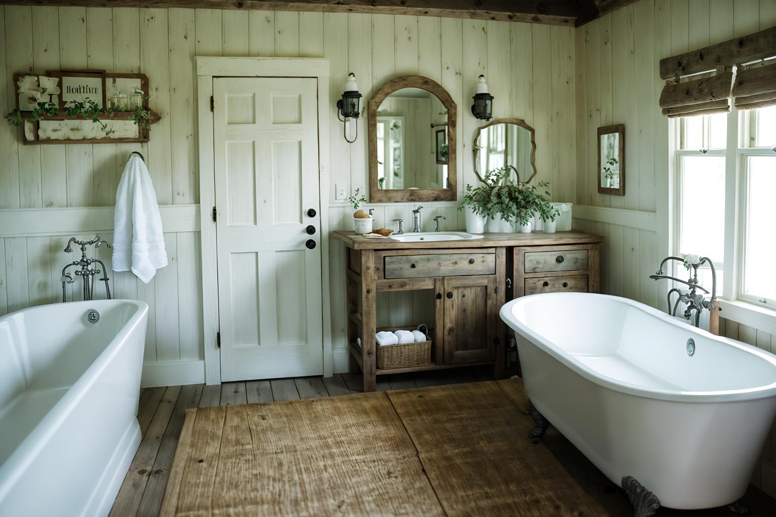 cottagecore-style (hotel bathroom interior) with bath towel and plant and toilet seat and shower and bathroom cabinet and bathtub and bath rail and mirror. . with traditional and cottage style and rustic and country style and floral patterns and organic and earthy and muted colors. . cinematic photo, highly detailed, cinematic lighting, ultra-detailed, ultrarealistic, photorealism, 8k. cottagecore interior design style. masterpiece, cinematic light, ultrarealistic+, photorealistic+, 8k, raw photo, realistic, sharp focus on eyes, (symmetrical eyes), (intact eyes), hyperrealistic, highest quality, best quality, , highly detailed, masterpiece, best quality, extremely detailed 8k wallpaper, masterpiece, best quality, ultra-detailed, best shadow, detailed background, detailed face, detailed eyes, high contrast, best illumination, detailed face, dulux, caustic, dynamic angle, detailed glow. dramatic lighting. highly detailed, insanely detailed hair, symmetrical, intricate details, professionally retouched, 8k high definition. strong bokeh. award winning photo.