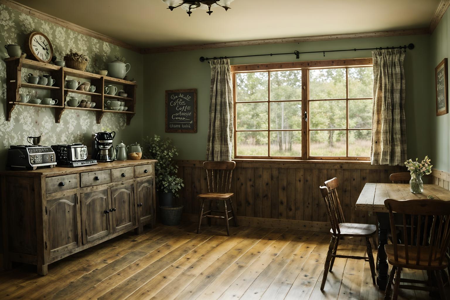 cottagecore-style (coffee shop interior) . with natural and traditional and floral patterns and country style and organic and rustic and muted colors and cottage style. . cinematic photo, highly detailed, cinematic lighting, ultra-detailed, ultrarealistic, photorealism, 8k. cottagecore interior design style. masterpiece, cinematic light, ultrarealistic+, photorealistic+, 8k, raw photo, realistic, sharp focus on eyes, (symmetrical eyes), (intact eyes), hyperrealistic, highest quality, best quality, , highly detailed, masterpiece, best quality, extremely detailed 8k wallpaper, masterpiece, best quality, ultra-detailed, best shadow, detailed background, detailed face, detailed eyes, high contrast, best illumination, detailed face, dulux, caustic, dynamic angle, detailed glow. dramatic lighting. highly detailed, insanely detailed hair, symmetrical, intricate details, professionally retouched, 8k high definition. strong bokeh. award winning photo.