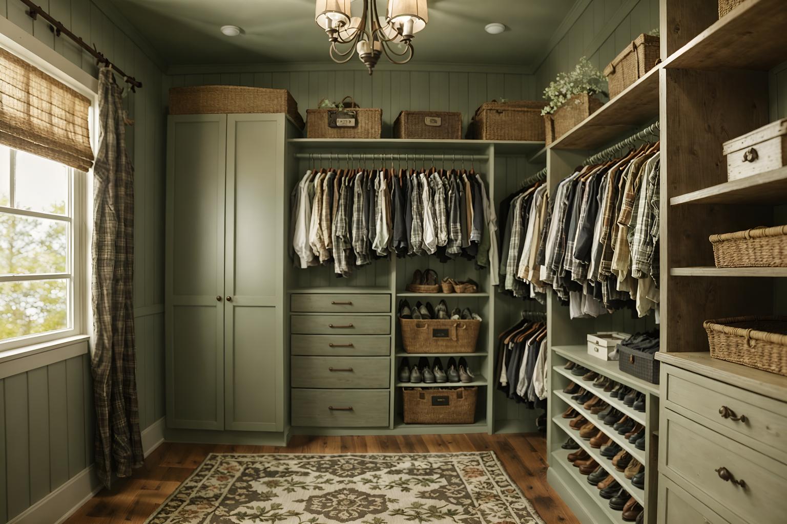 cottagecore-style (walk in closet interior) . with cottage style and country style and muted colors and natural and rustic and organic and earthy and floral patterns. . cinematic photo, highly detailed, cinematic lighting, ultra-detailed, ultrarealistic, photorealism, 8k. cottagecore interior design style. masterpiece, cinematic light, ultrarealistic+, photorealistic+, 8k, raw photo, realistic, sharp focus on eyes, (symmetrical eyes), (intact eyes), hyperrealistic, highest quality, best quality, , highly detailed, masterpiece, best quality, extremely detailed 8k wallpaper, masterpiece, best quality, ultra-detailed, best shadow, detailed background, detailed face, detailed eyes, high contrast, best illumination, detailed face, dulux, caustic, dynamic angle, detailed glow. dramatic lighting. highly detailed, insanely detailed hair, symmetrical, intricate details, professionally retouched, 8k high definition. strong bokeh. award winning photo.