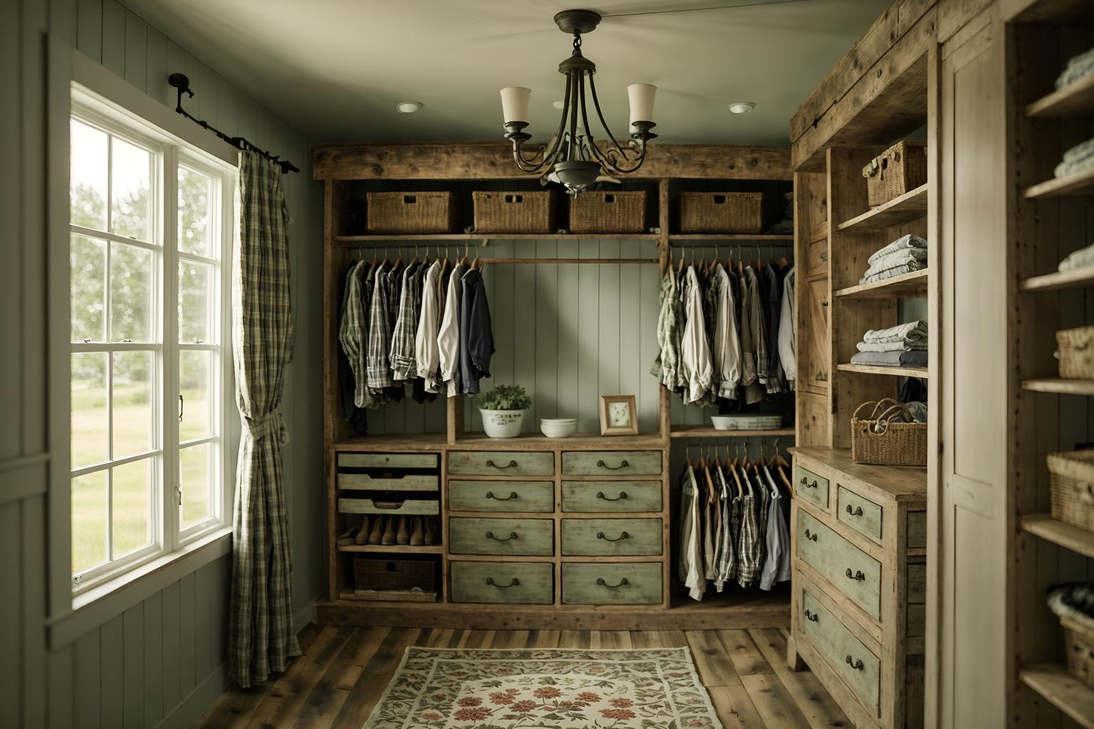 cottagecore-style (walk in closet interior) . with cottage style and country style and muted colors and natural and rustic and organic and earthy and floral patterns. . cinematic photo, highly detailed, cinematic lighting, ultra-detailed, ultrarealistic, photorealism, 8k. cottagecore interior design style. masterpiece, cinematic light, ultrarealistic+, photorealistic+, 8k, raw photo, realistic, sharp focus on eyes, (symmetrical eyes), (intact eyes), hyperrealistic, highest quality, best quality, , highly detailed, masterpiece, best quality, extremely detailed 8k wallpaper, masterpiece, best quality, ultra-detailed, best shadow, detailed background, detailed face, detailed eyes, high contrast, best illumination, detailed face, dulux, caustic, dynamic angle, detailed glow. dramatic lighting. highly detailed, insanely detailed hair, symmetrical, intricate details, professionally retouched, 8k high definition. strong bokeh. award winning photo.