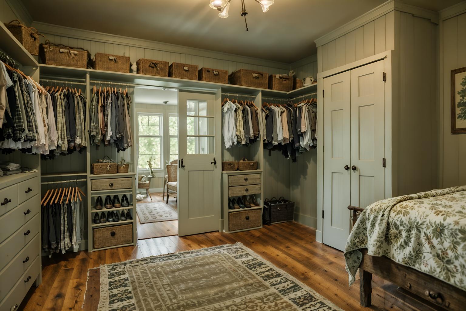 cottagecore-style (walk in closet interior) . with cottage style and country style and muted colors and natural and rustic and organic and earthy and floral patterns. . cinematic photo, highly detailed, cinematic lighting, ultra-detailed, ultrarealistic, photorealism, 8k. cottagecore interior design style. masterpiece, cinematic light, ultrarealistic+, photorealistic+, 8k, raw photo, realistic, sharp focus on eyes, (symmetrical eyes), (intact eyes), hyperrealistic, highest quality, best quality, , highly detailed, masterpiece, best quality, extremely detailed 8k wallpaper, masterpiece, best quality, ultra-detailed, best shadow, detailed background, detailed face, detailed eyes, high contrast, best illumination, detailed face, dulux, caustic, dynamic angle, detailed glow. dramatic lighting. highly detailed, insanely detailed hair, symmetrical, intricate details, professionally retouched, 8k high definition. strong bokeh. award winning photo.